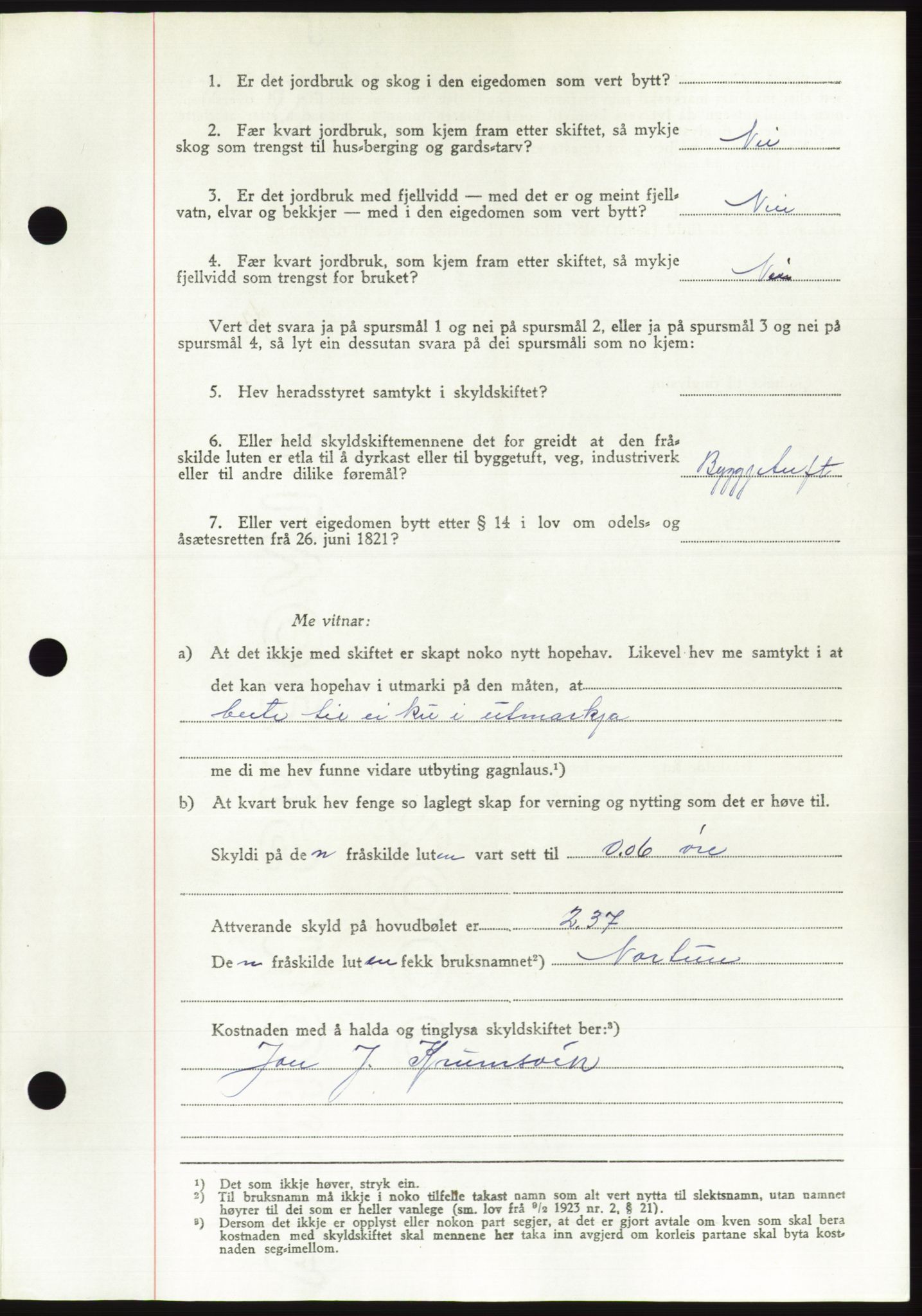 Søre Sunnmøre sorenskriveri, AV/SAT-A-4122/1/2/2C/L0084: Pantebok nr. 10A, 1949-1949, Dagboknr: 290/1949