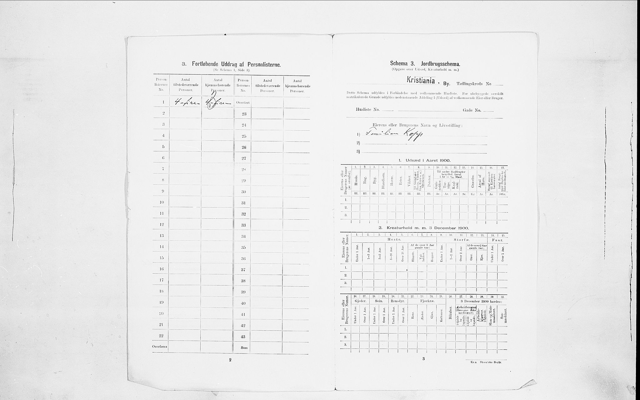 SAO, Folketelling 1900 for 0301 Kristiania kjøpstad, 1900, s. 103343