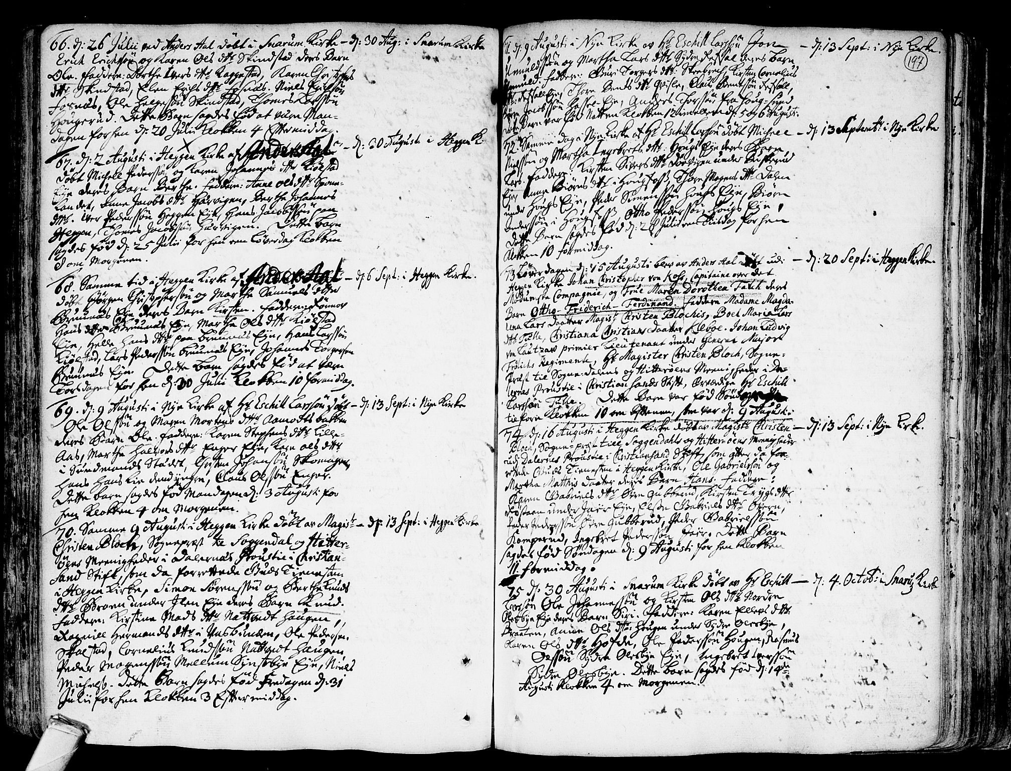 Modum kirkebøker, AV/SAKO-A-234/F/Fa/L0001: Ministerialbok nr. 1, 1712-1740, s. 197