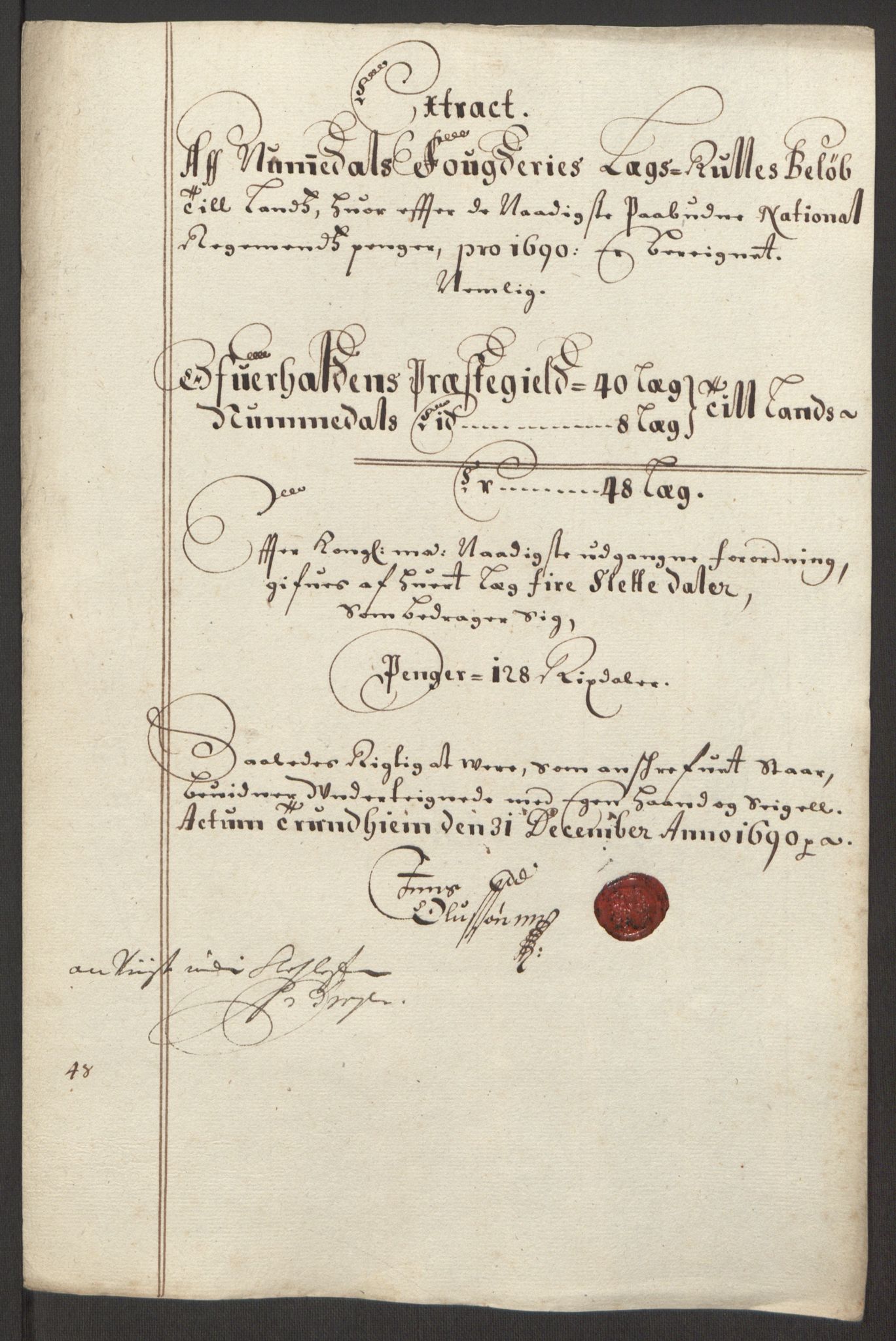 Rentekammeret inntil 1814, Reviderte regnskaper, Fogderegnskap, AV/RA-EA-4092/R64/L4423: Fogderegnskap Namdal, 1690-1691, s. 39