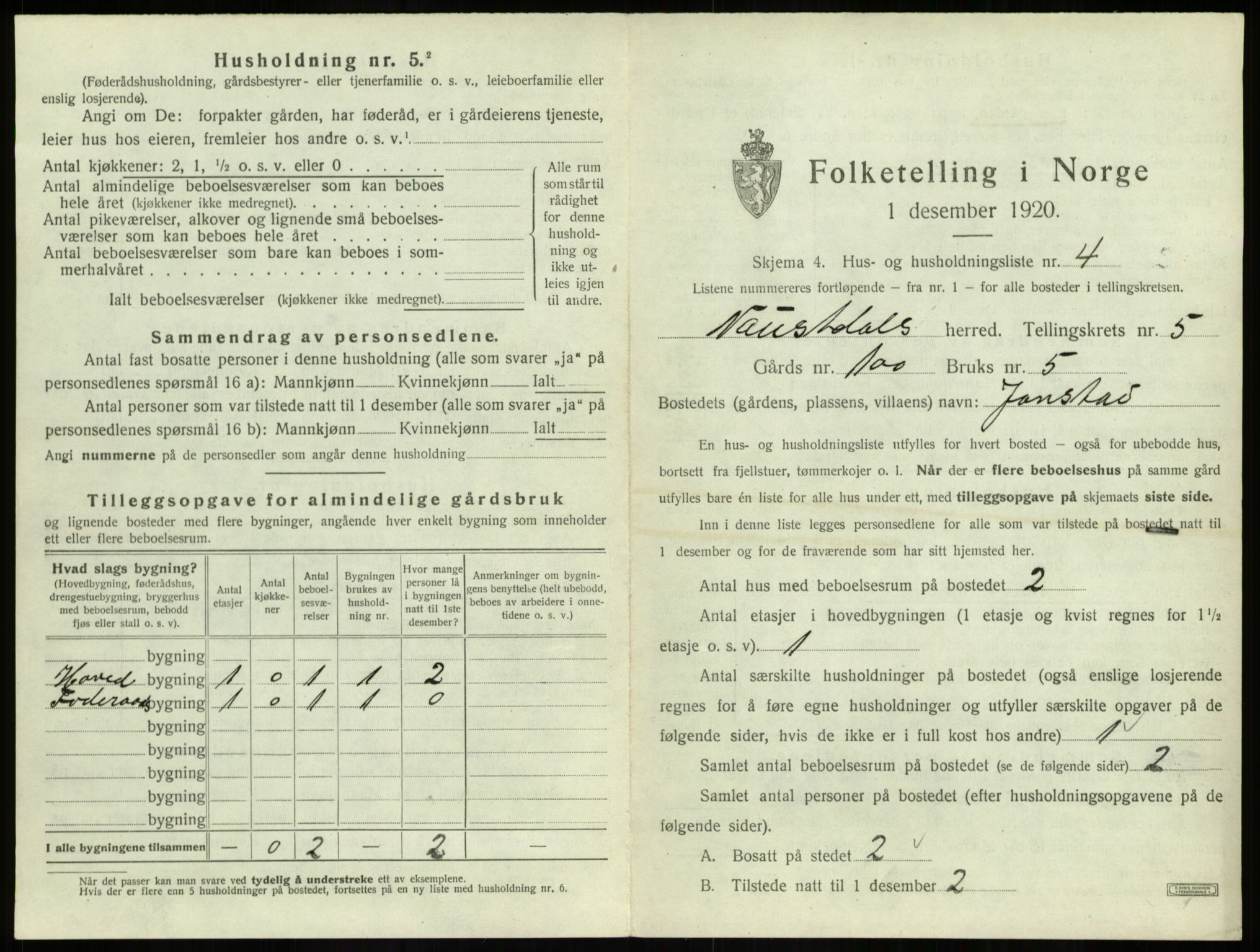 SAB, Folketelling 1920 for 1433 Naustdal herred, 1920, s. 399