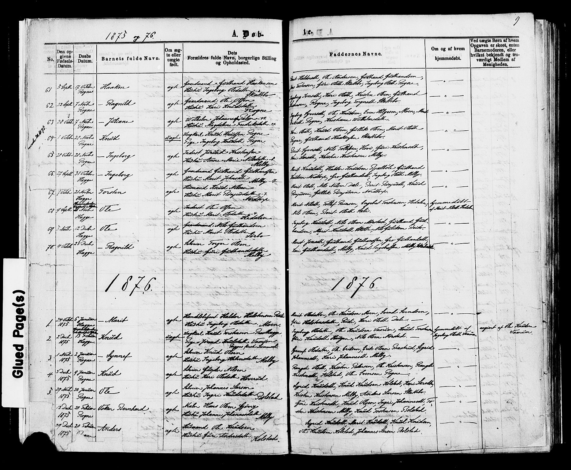 Øystre Slidre prestekontor, AV/SAH-PREST-138/H/Ha/Haa/L0002: Ministerialbok nr. 2, 1874-1886, s. 9