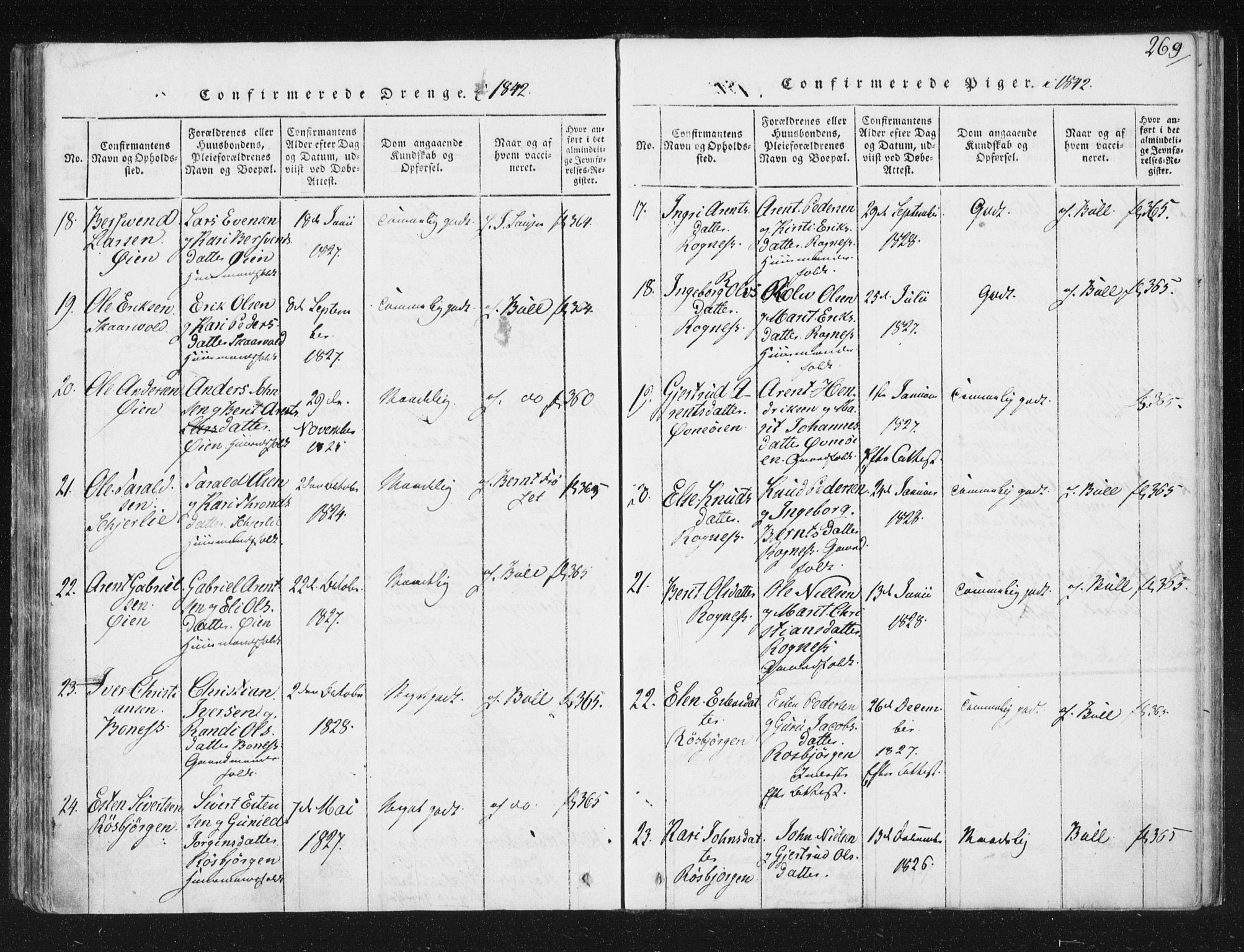 Ministerialprotokoller, klokkerbøker og fødselsregistre - Sør-Trøndelag, SAT/A-1456/687/L0996: Ministerialbok nr. 687A04, 1816-1842, s. 269