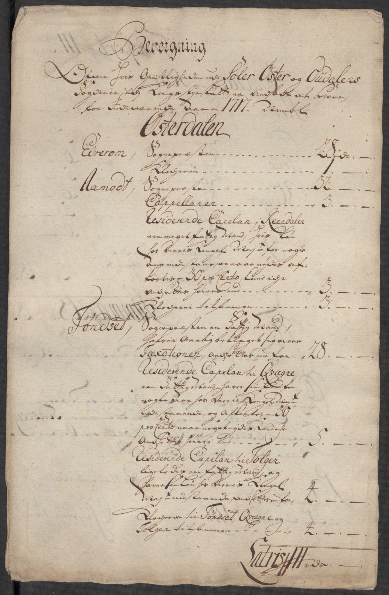 Rentekammeret inntil 1814, Reviderte regnskaper, Fogderegnskap, AV/RA-EA-4092/R13/L0856: Fogderegnskap Solør, Odal og Østerdal, 1717, s. 151