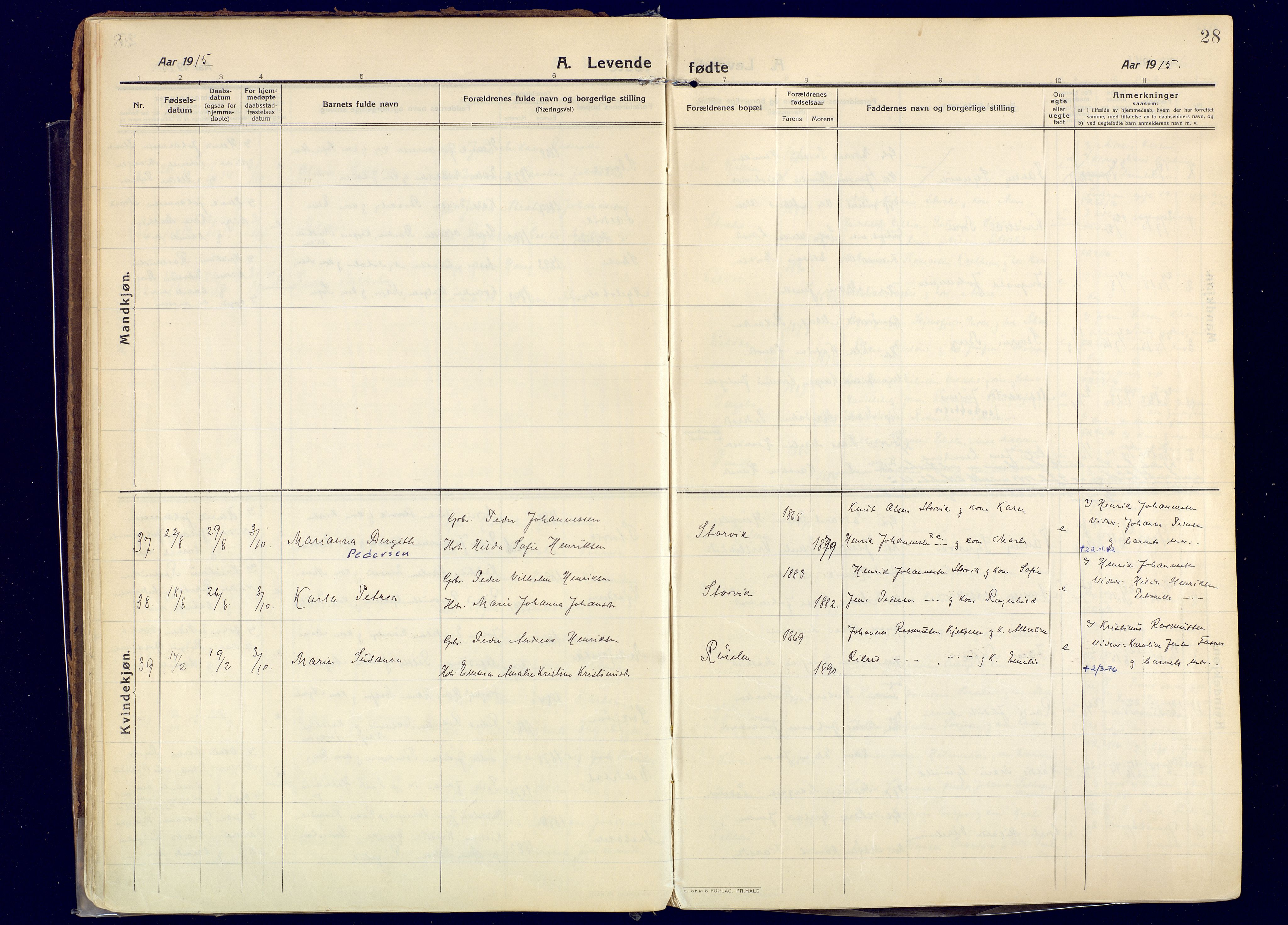 Skjervøy sokneprestkontor, AV/SATØ-S-1300/H/Ha/Haa: Ministerialbok nr. 20, 1911-1931, s. 28