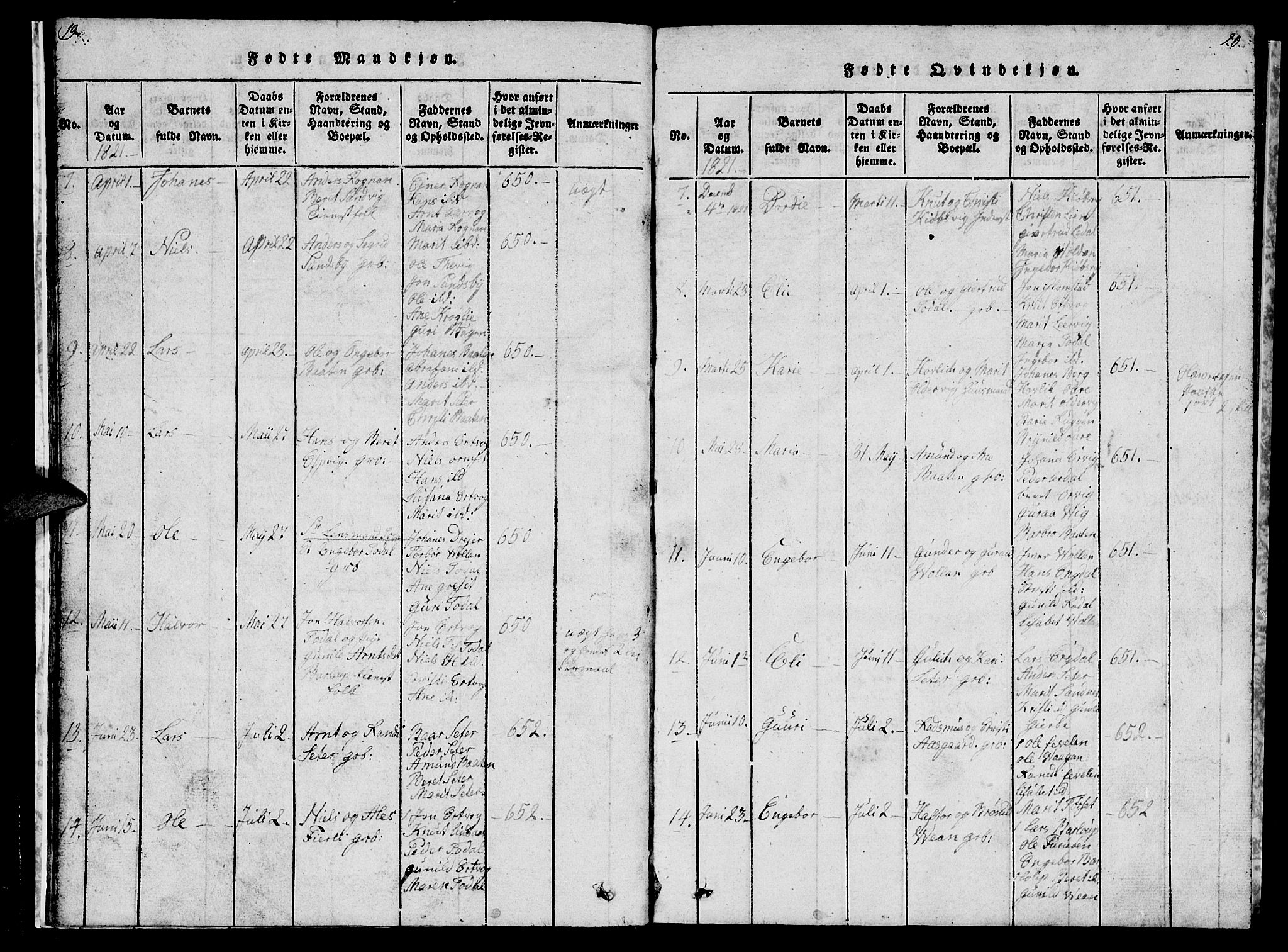 Ministerialprotokoller, klokkerbøker og fødselsregistre - Møre og Romsdal, AV/SAT-A-1454/578/L0908: Klokkerbok nr. 578C01, 1819-1837, s. 19-20