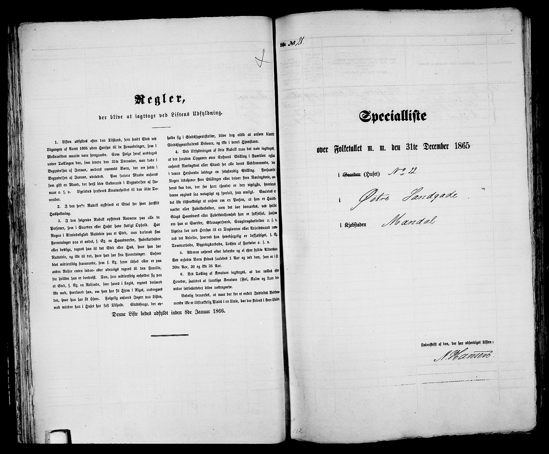 RA, Folketelling 1865 for 1002B Mandal prestegjeld, Mandal ladested, 1865, s. 52