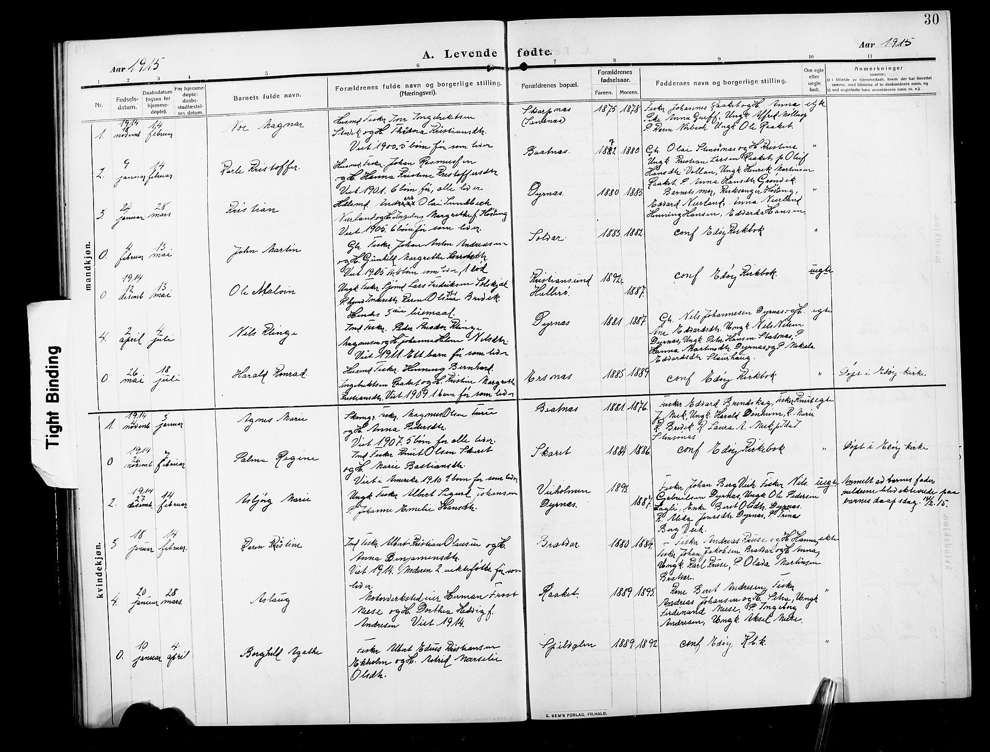 Ministerialprotokoller, klokkerbøker og fødselsregistre - Møre og Romsdal, SAT/A-1454/582/L0949: Klokkerbok nr. 582C01, 1909-1925, s. 30