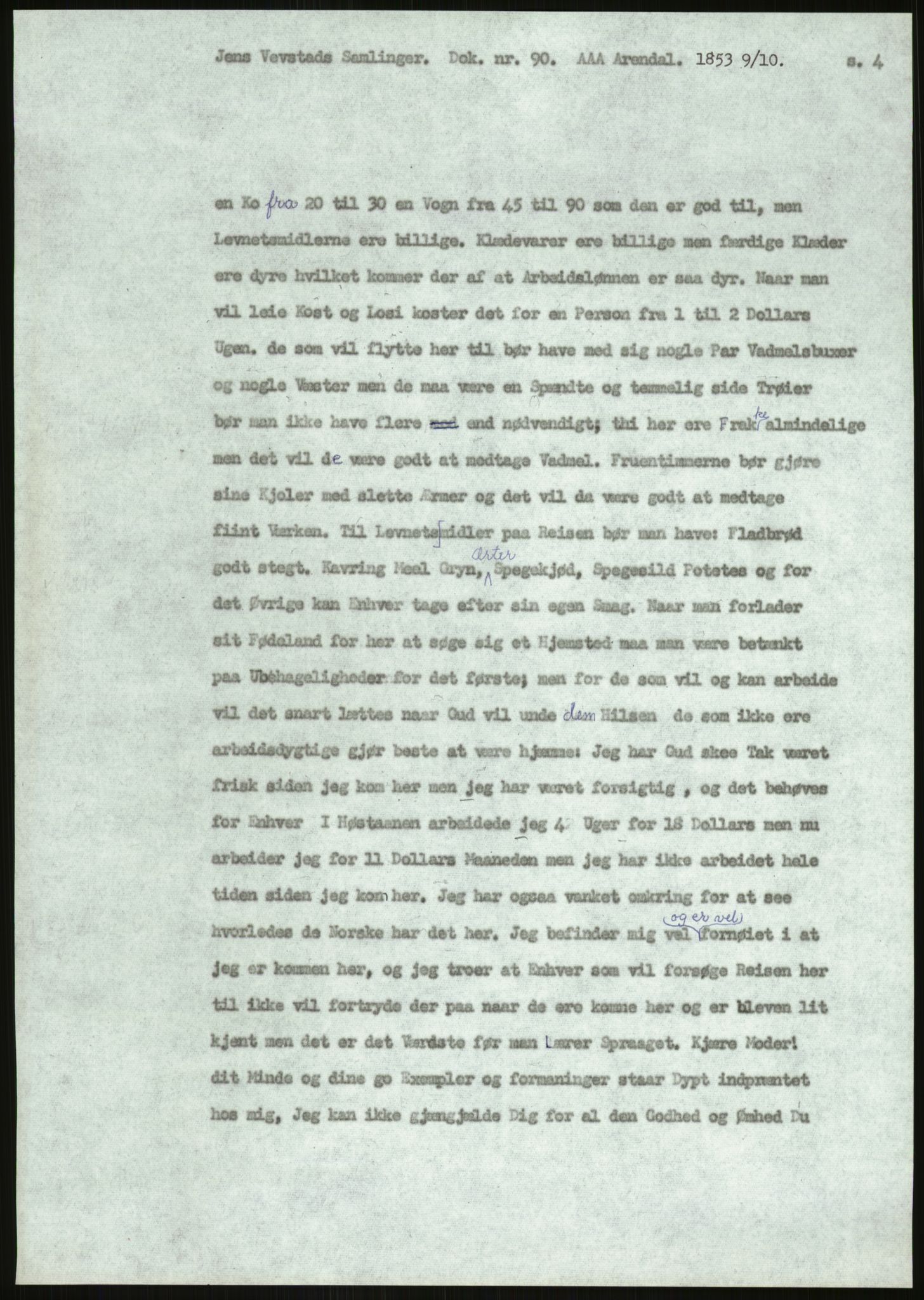 Samlinger til kildeutgivelse, Amerikabrevene, AV/RA-EA-4057/F/L0026: Innlån fra Aust-Agder: Aust-Agder-Arkivet - Erickson, 1838-1914, s. 855