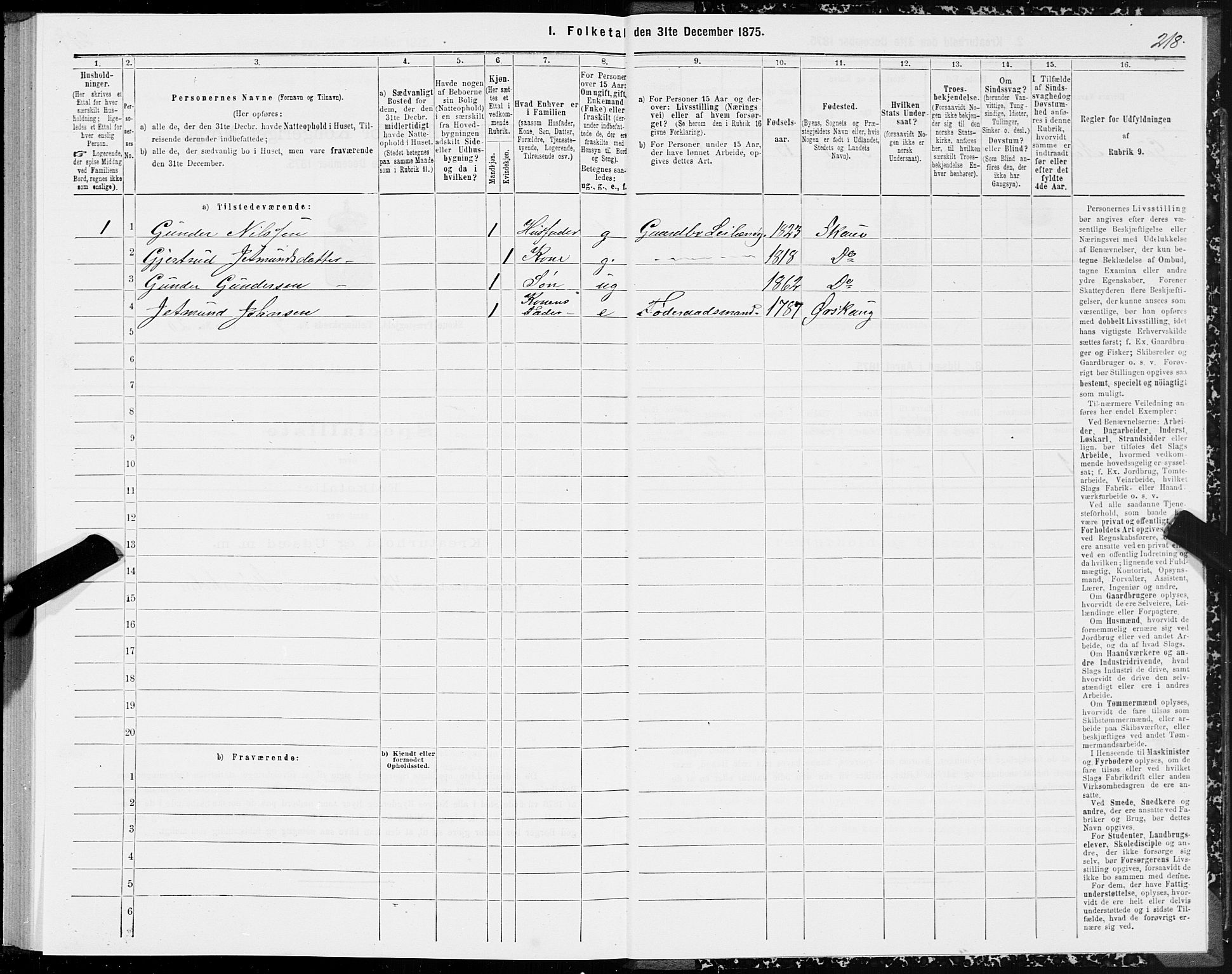 SAT, Folketelling 1875 for 1529P Skodje prestegjeld, 1875, s. 1218