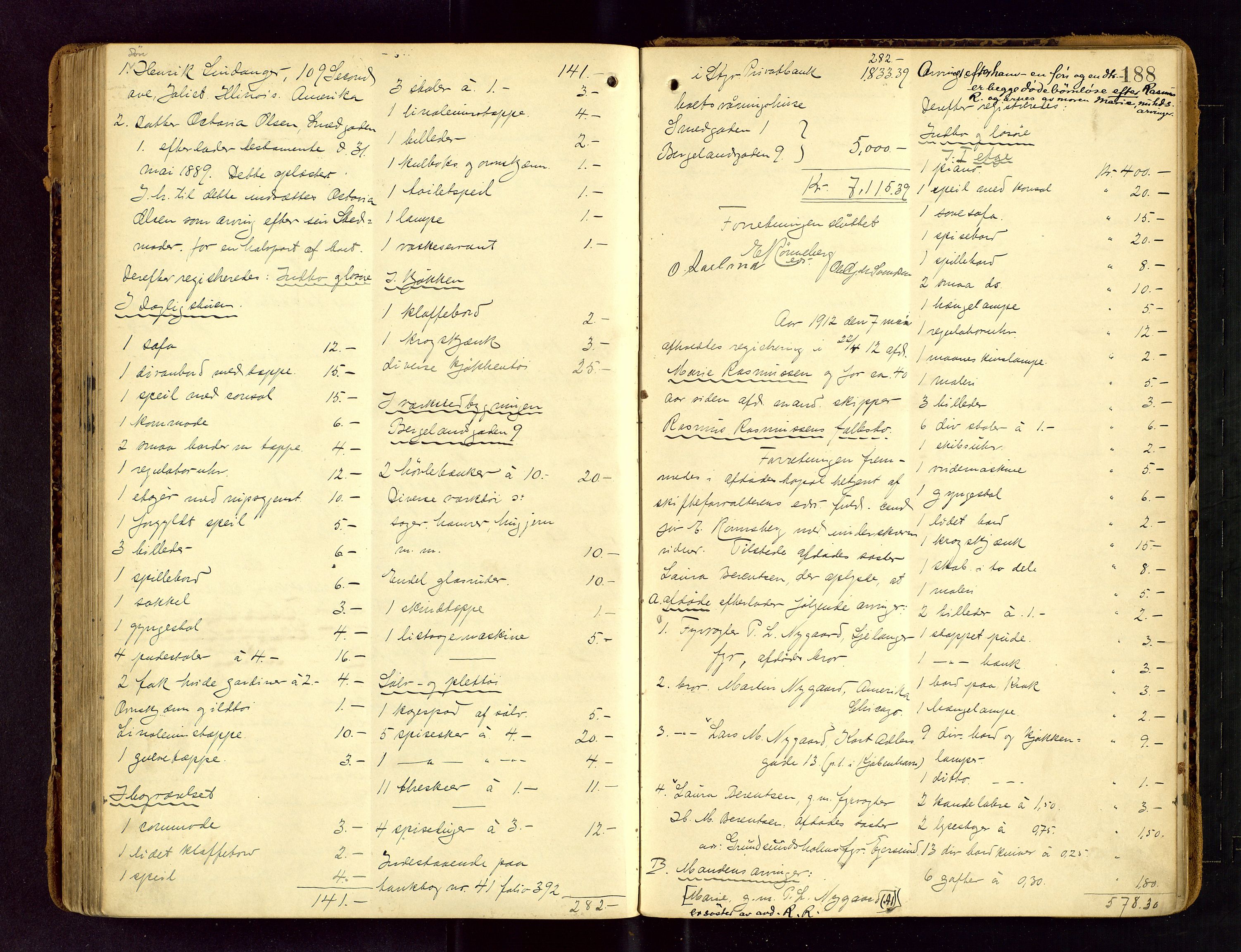 Stavanger skifteforvalter, AV/SAST-A-101412/001/5/53/533BA/L0002: Registreringsprotokoll, 1902-1914, s. 188