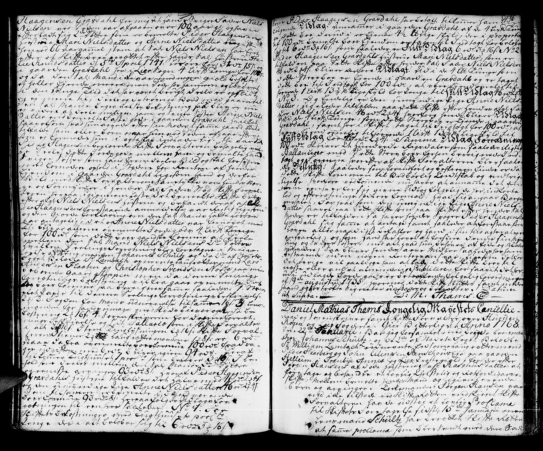 Lier, Røyken og Hurum sorenskriveri, AV/SAKO-A-89/H/Hc/L0005: Skifteprotokoll, 1760-1774, s. 435b-436a