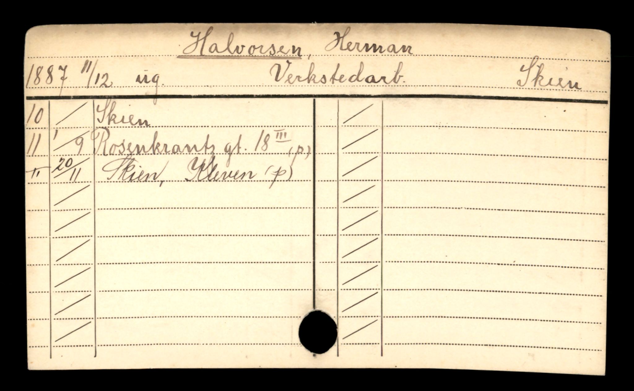 Oslo folkeregister, Registerkort, AV/SAO-A-11715/D/Da/L0028: Menn: Halvorsen Herman - Hansen Arnt, 1906-1919