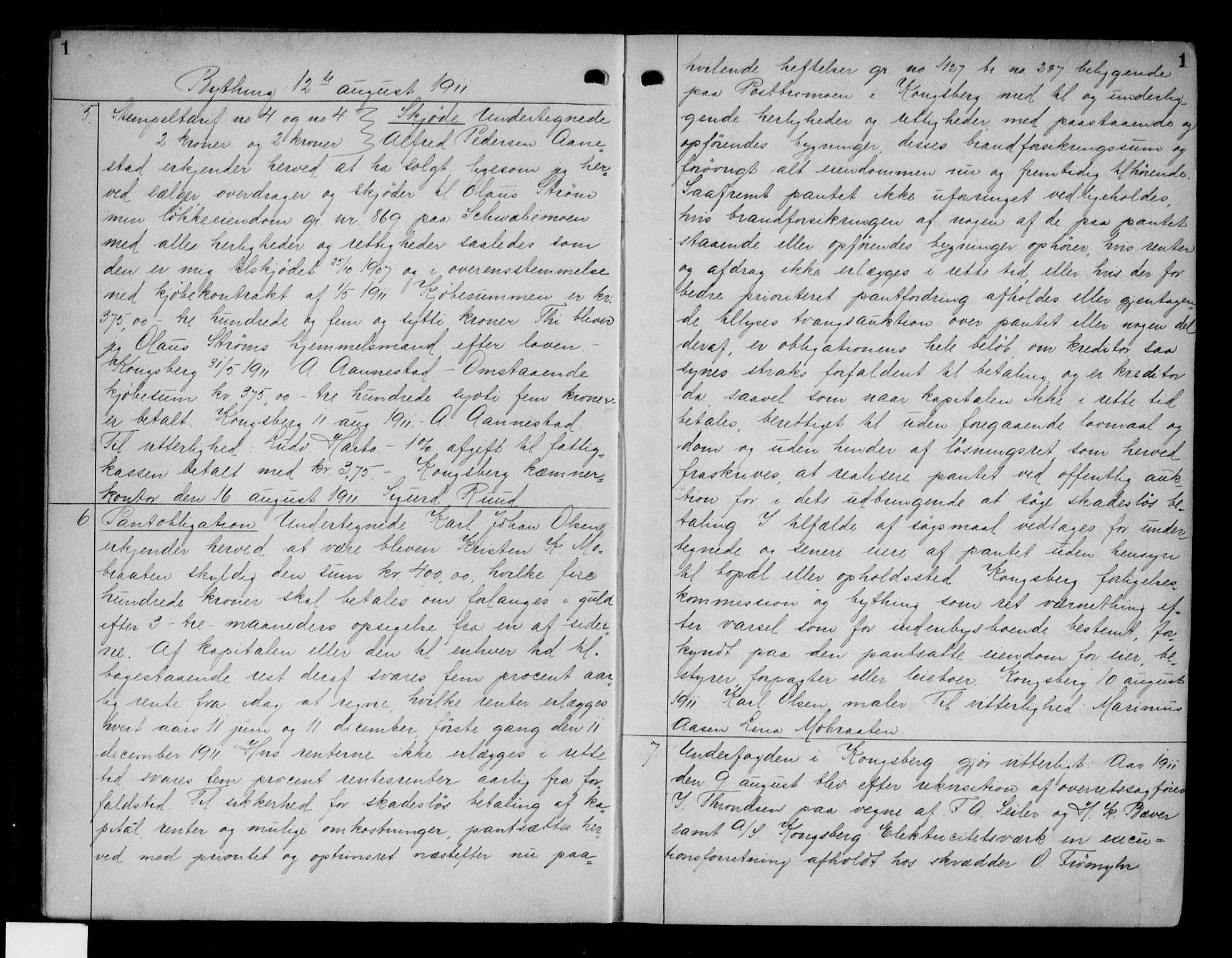 Numedal og Sandsvær sorenskriveri, AV/SAKO-A-128/G/Ga/Gab/L0023: Pantebok nr. II 23, 1911-1914, s. 1