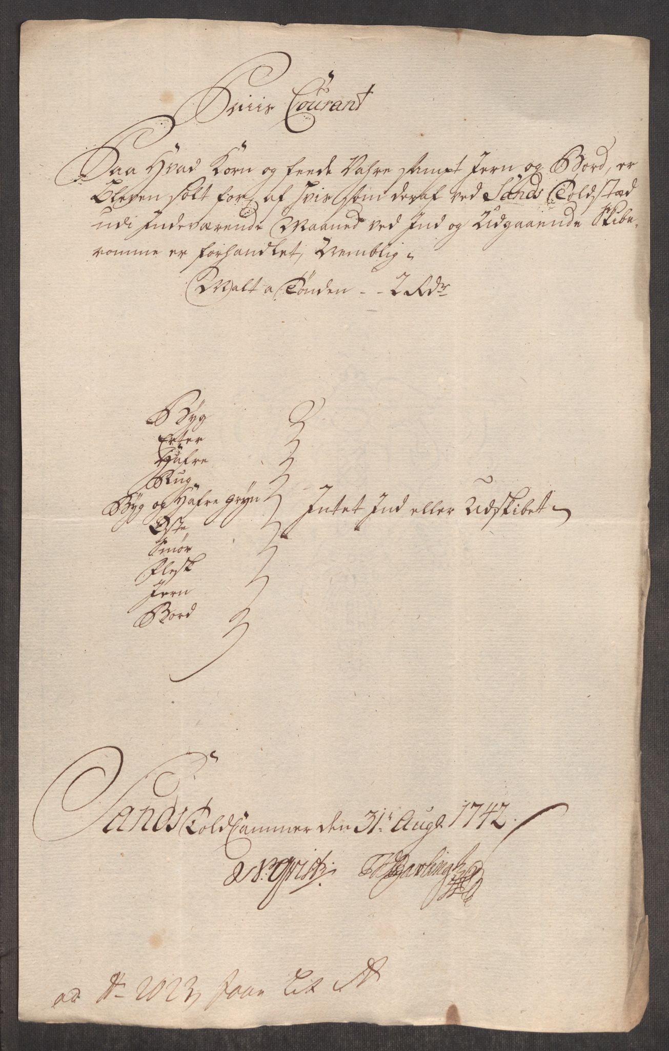 Rentekammeret inntil 1814, Realistisk ordnet avdeling, RA/EA-4070/Oe/L0002: [Ø1]: Priskuranter, 1740-1744, s. 449
