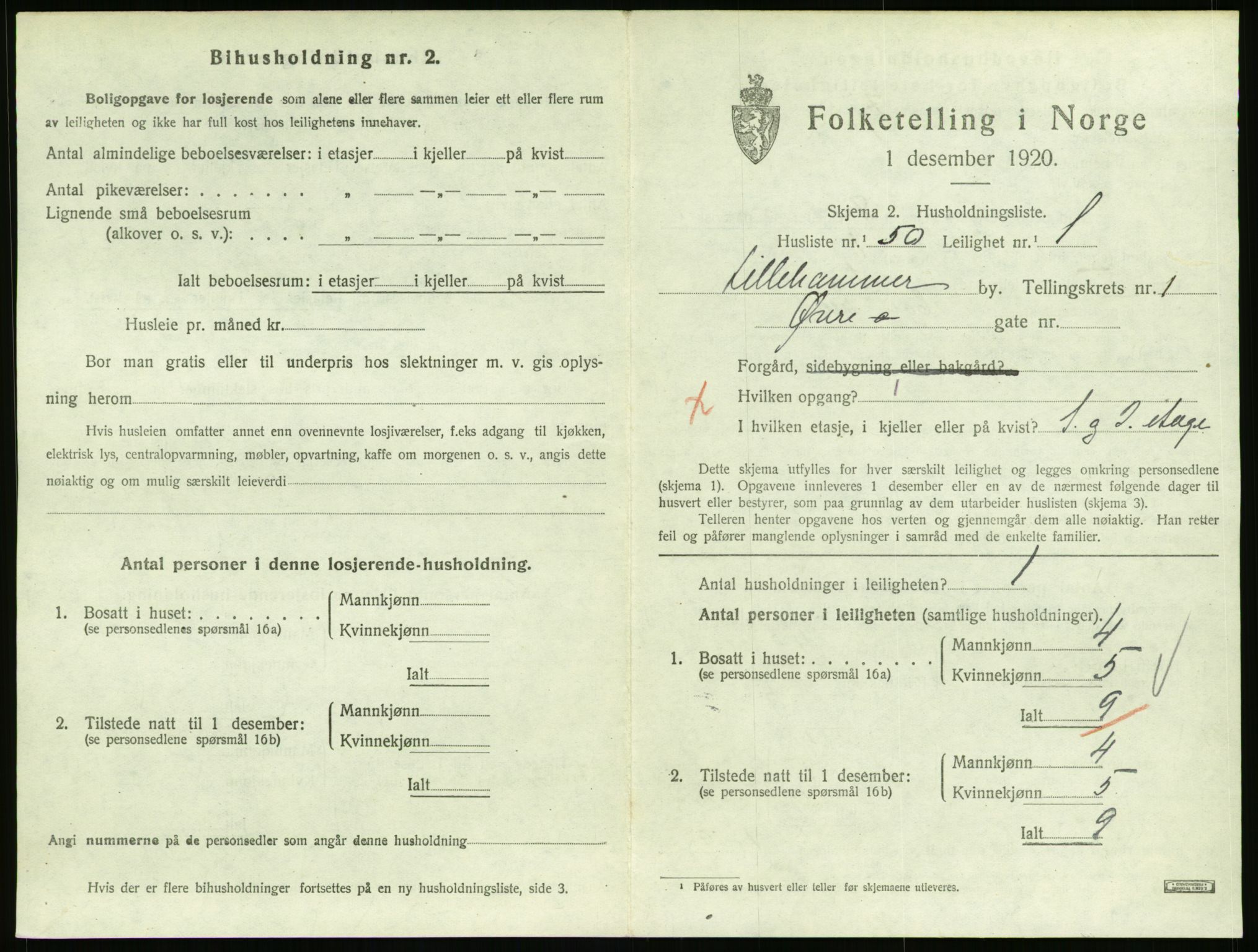 SAH, Folketelling 1920 for 0501 Lillehammer kjøpstad, 1920, s. 1490