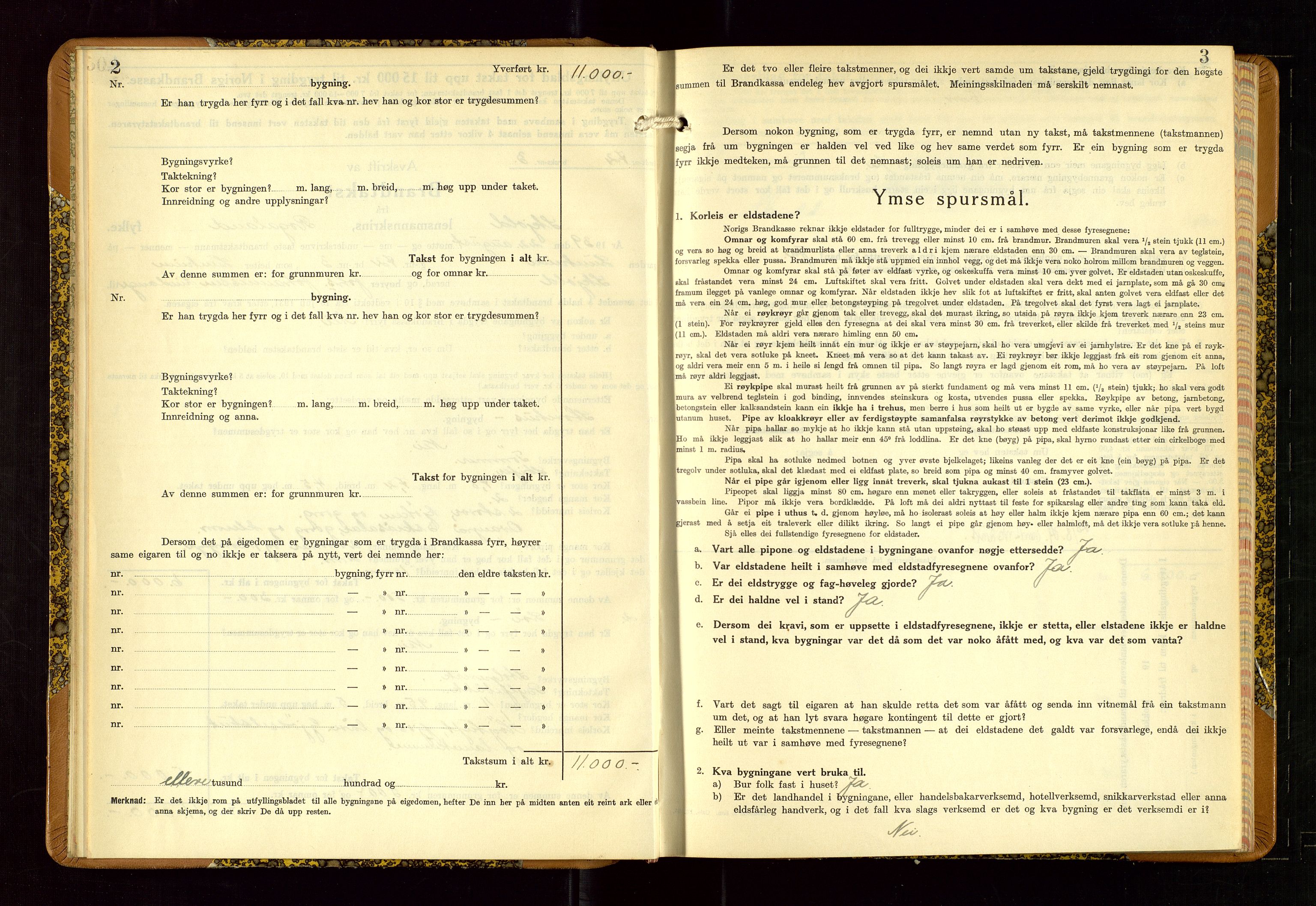 Skjold lensmannskontor, AV/SAST-A-100182/Gob/L0002: "Branntakstbok for Skjold lensmannskrins Rogaland fylke", 1939-1952, s. 2-3