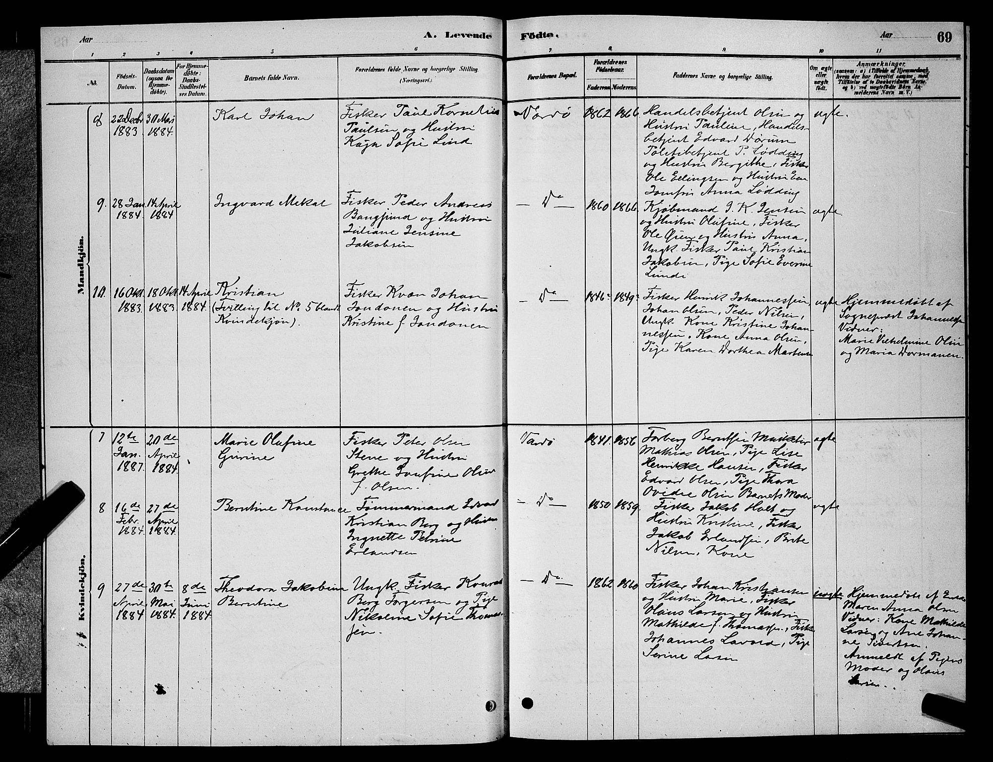 Vardø sokneprestkontor, AV/SATØ-S-1332/H/Hb/L0004klokker: Klokkerbok nr. 4, 1879-1887, s. 69