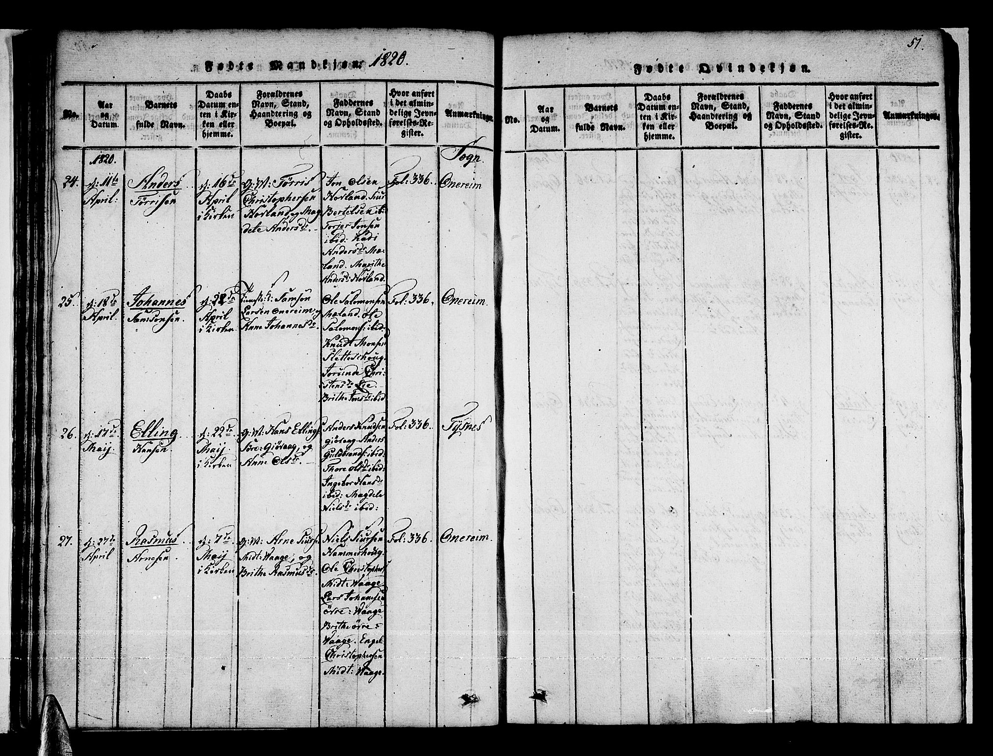 Tysnes sokneprestembete, AV/SAB-A-78601/H/Haa: Ministerialbok nr. A 7, 1816-1826, s. 51