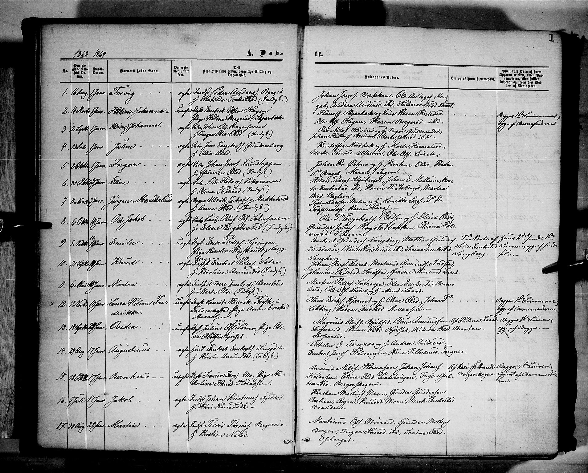 Elverum prestekontor, AV/SAH-PREST-044/H/Ha/Haa/L0011: Ministerialbok nr. 11, 1869-1879, s. 1