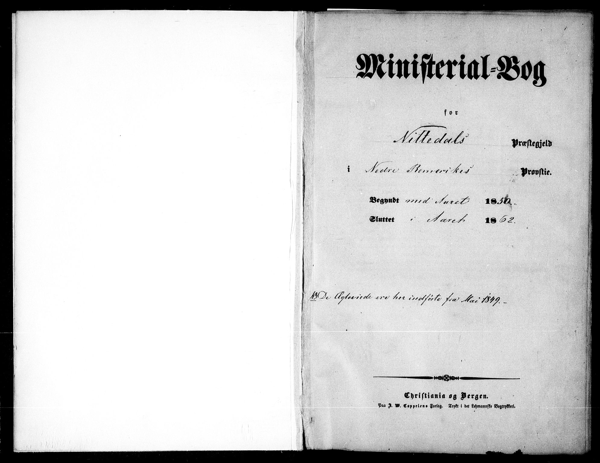 Nittedal prestekontor Kirkebøker, AV/SAO-A-10365a/F/Fa/L0005: Ministerialbok nr. I 5, 1850-1862