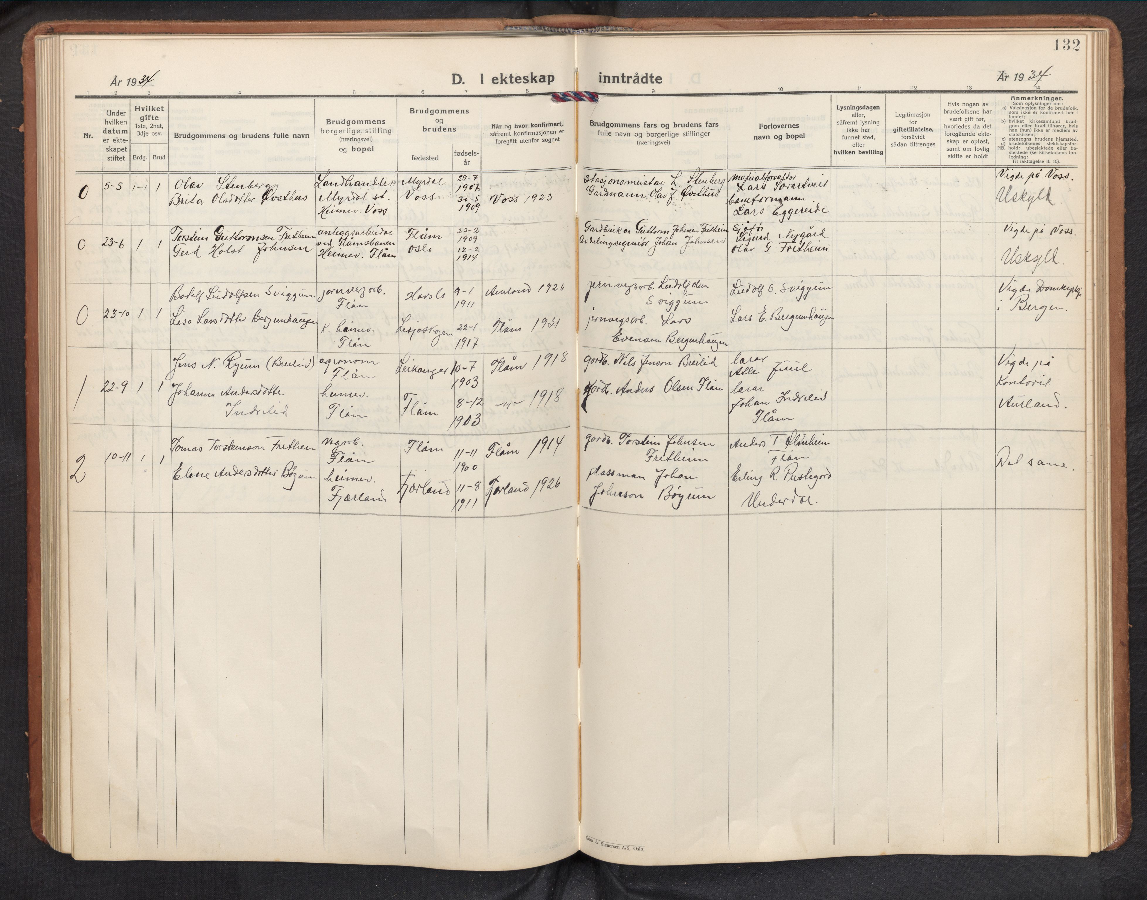 Aurland sokneprestembete, AV/SAB-A-99937/H/Hb/Hbb/L0003: Klokkerbok nr. B 3, 1929-1972, s. 131b-132a