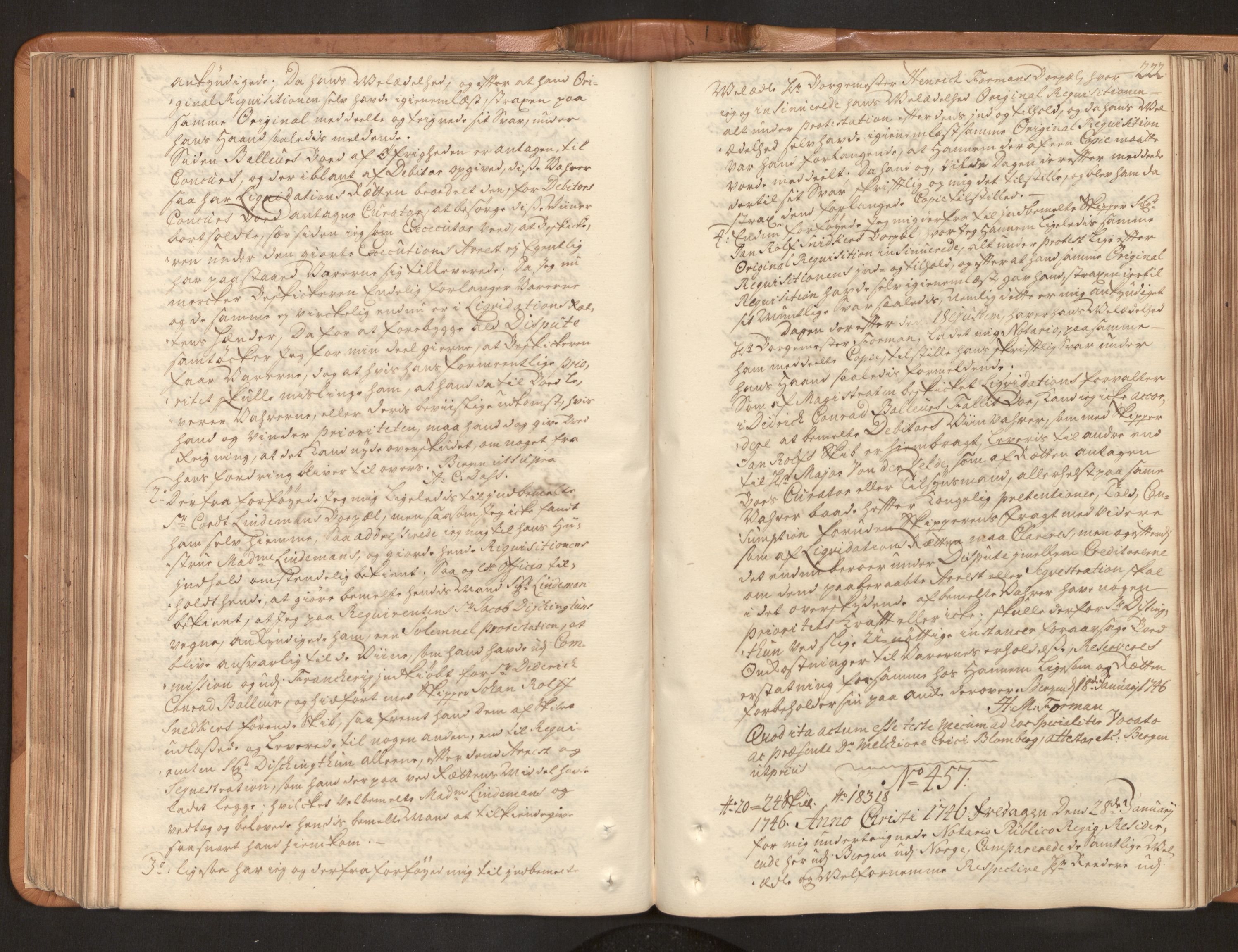 Byfogd og Byskriver i Bergen, SAB/A-3401/10/10A/L0001: Notarialprotokoller, 1742-1748, s. 221b-222a