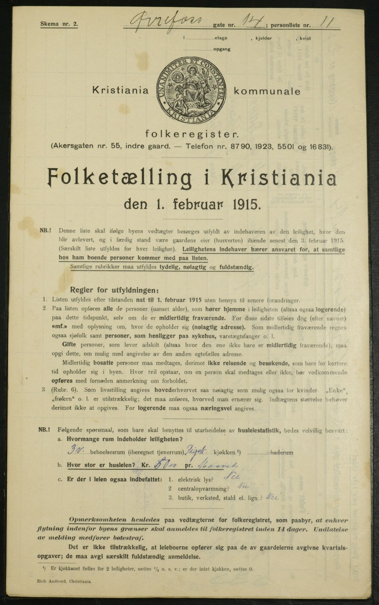 OBA, Kommunal folketelling 1.2.1915 for Kristiania, 1915, s. 130360