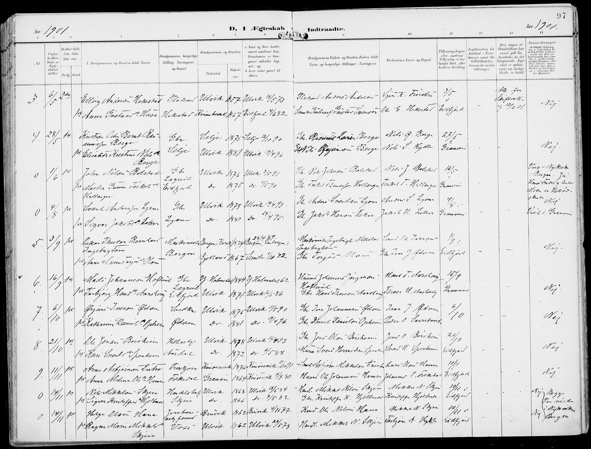 Ulvik sokneprestembete, AV/SAB-A-78801/H/Haa: Ministerialbok nr. B  2, 1898-1924, s. 97
