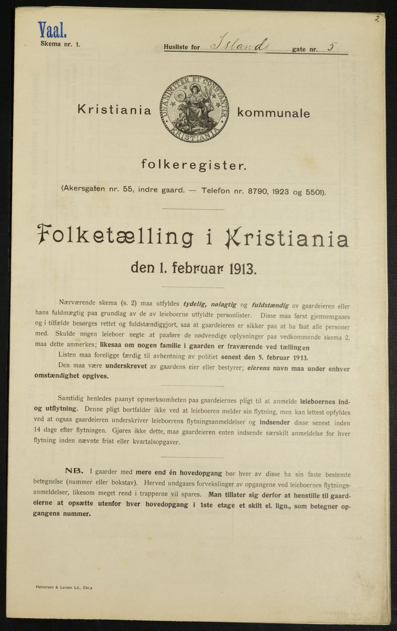 OBA, Kommunal folketelling 1.2.1913 for Kristiania, 1913, s. 44289