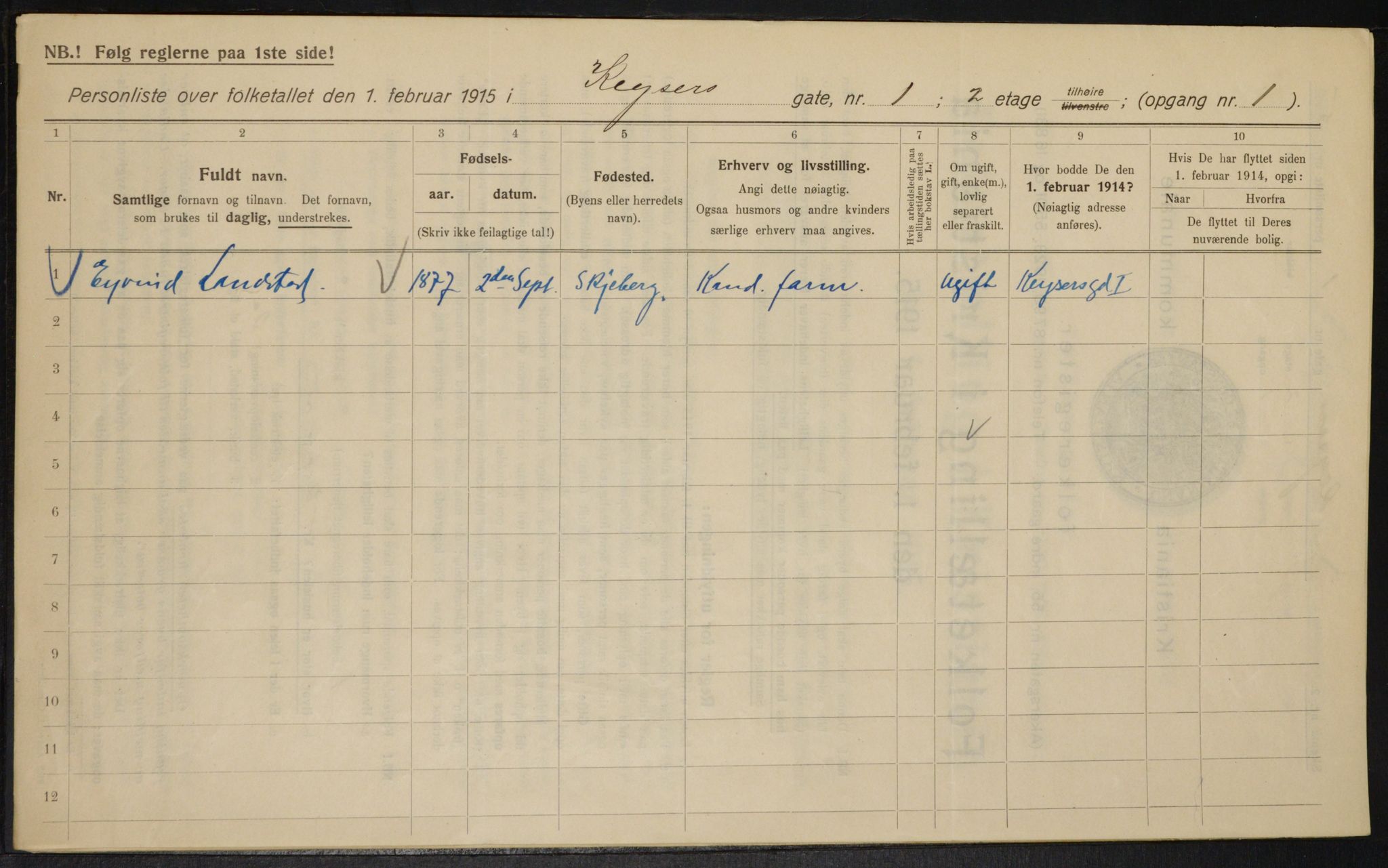 OBA, Kommunal folketelling 1.2.1915 for Kristiania, 1915, s. 48744