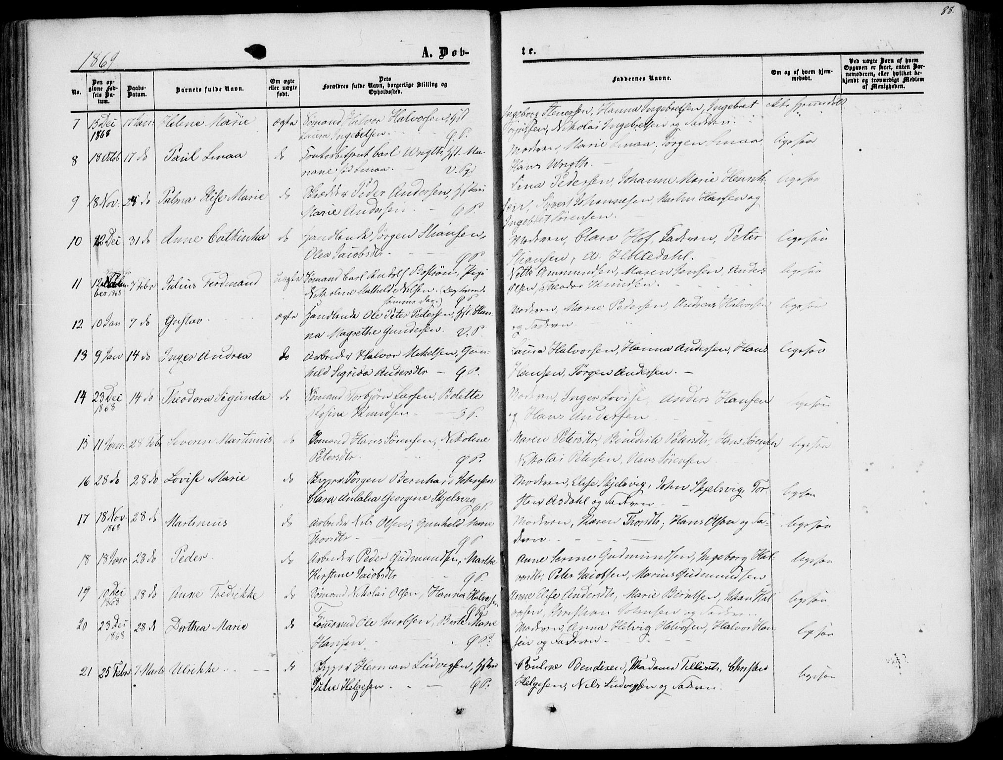Porsgrunn kirkebøker , AV/SAKO-A-104/F/Fa/L0007: Ministerialbok nr. 7, 1858-1877, s. 88