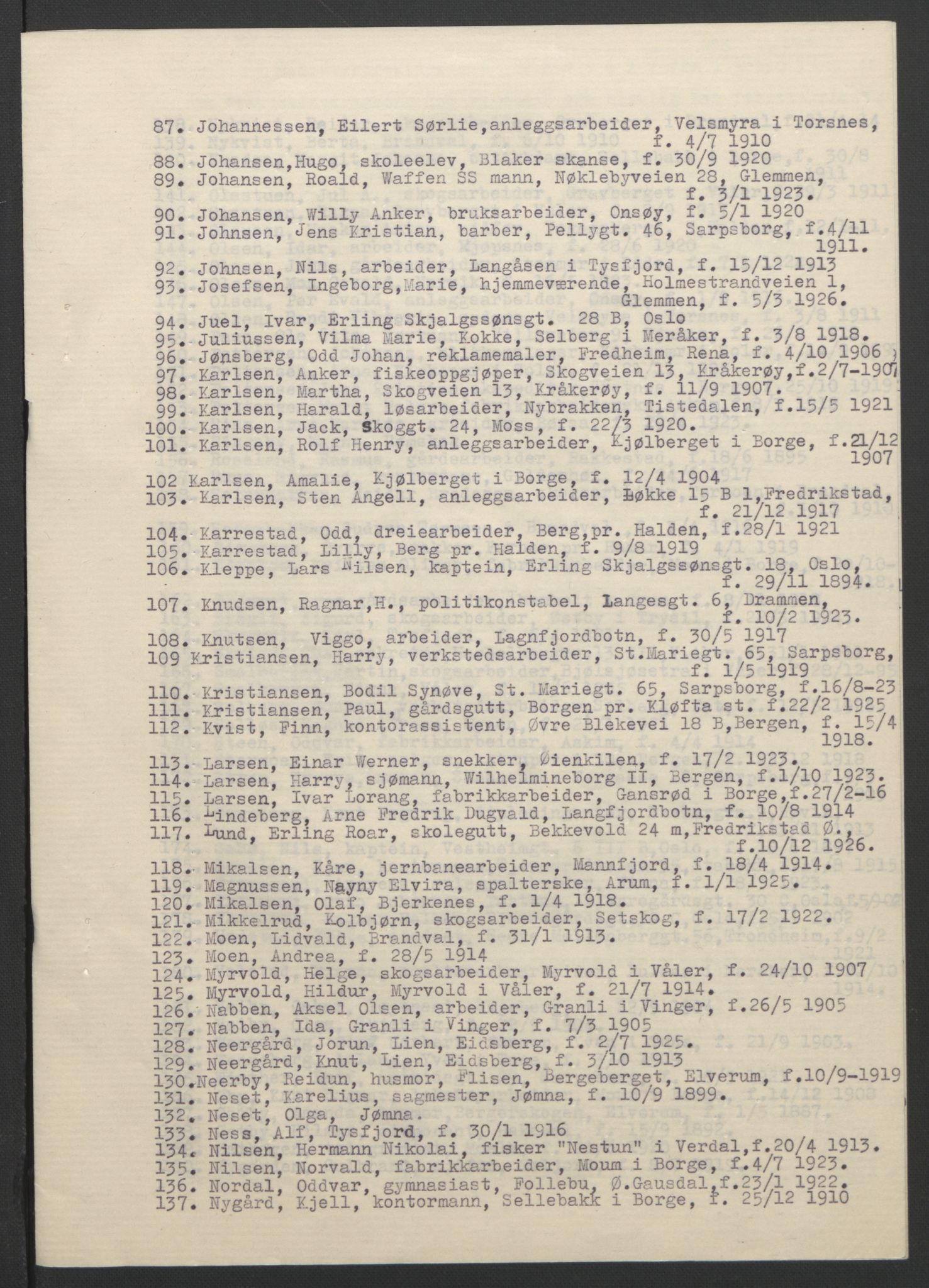NS-administrasjonen 1940-1945 (Statsrådsekretariatet, de kommisariske statsråder mm), AV/RA-S-4279/D/Db/L0111/0003: Saker fra krigsårene / Journal, 1940-1945, s. 206