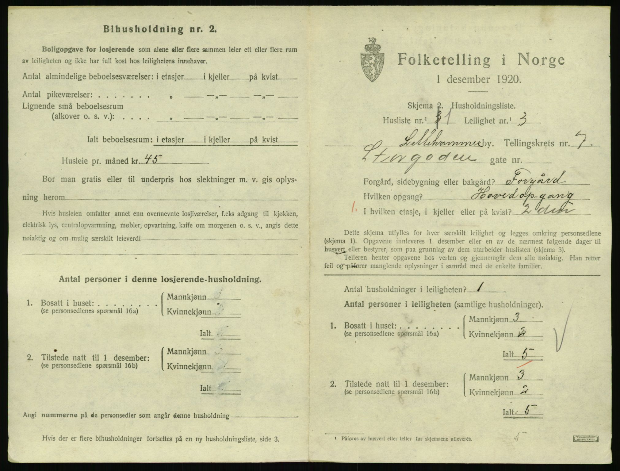 SAH, Folketelling 1920 for 0501 Lillehammer kjøpstad, 1920, s. 2590