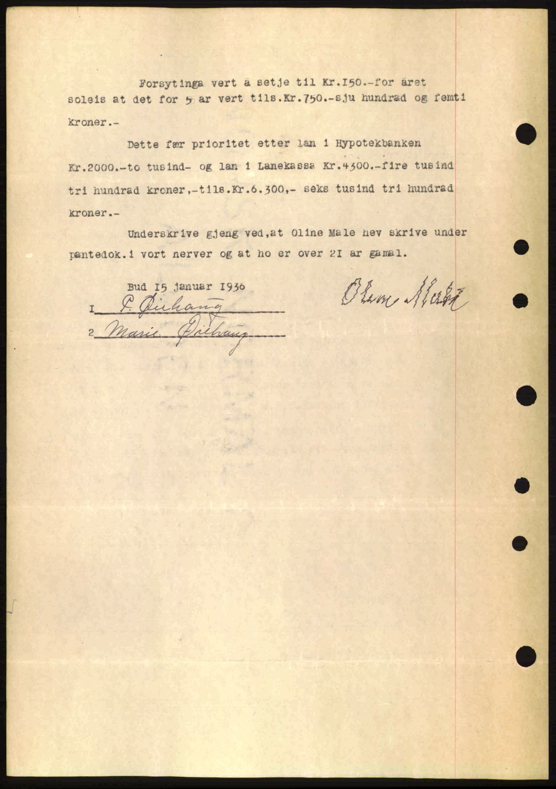 Romsdal sorenskriveri, AV/SAT-A-4149/1/2/2C: Pantebok nr. A1, 1936-1936, Dagboknr: 186/1936