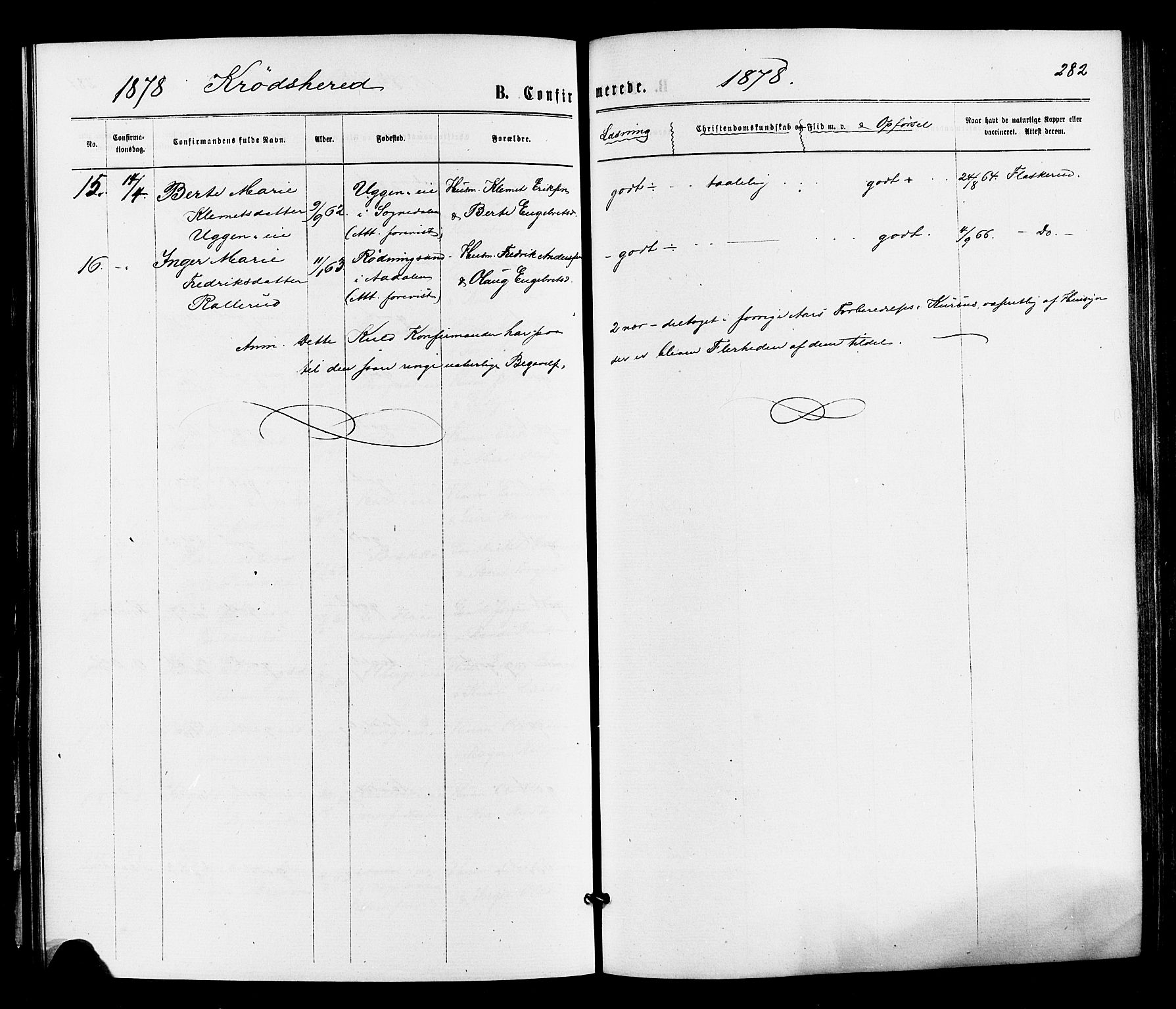 Sigdal kirkebøker, AV/SAKO-A-245/F/Fa/L0010: Ministerialbok nr. I 10 /2, 1872-1878, s. 282