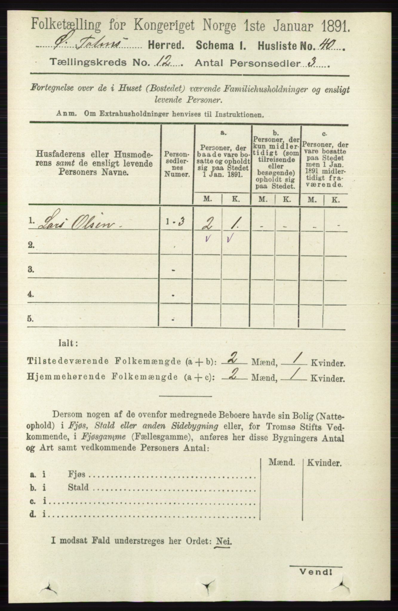 RA, Folketelling 1891 for 0528 Østre Toten herred, 1891, s. 7693