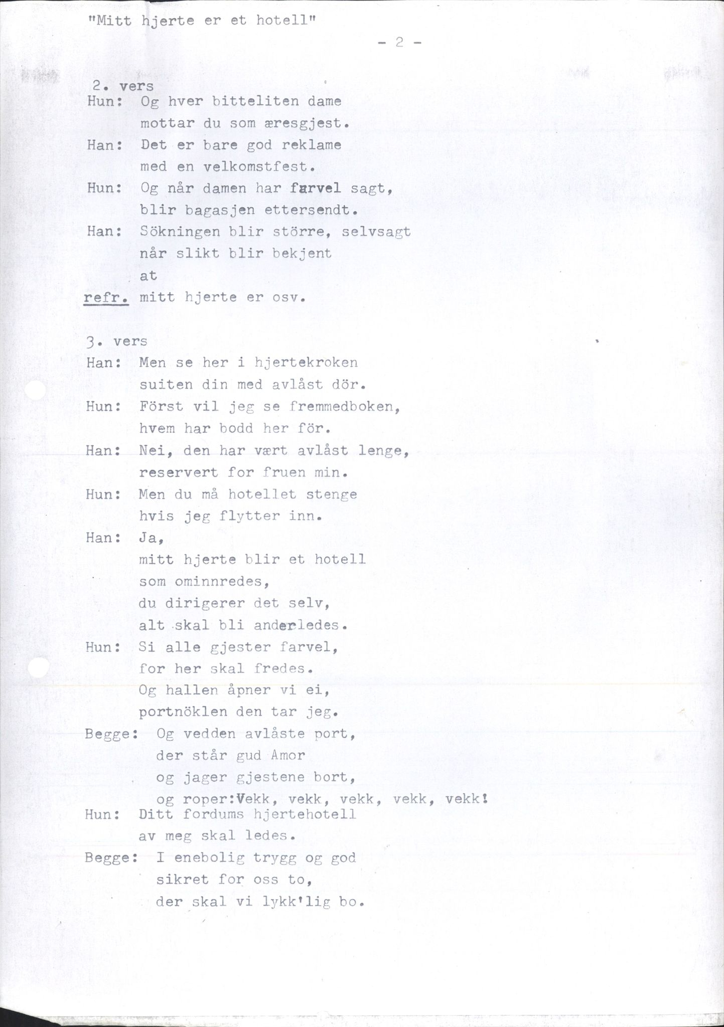 Otto Nielsen, TRKO/PA-1176/F/L0002/0059: Egne viser K-Å / Mitt hjerte er et hotell (2), 1933