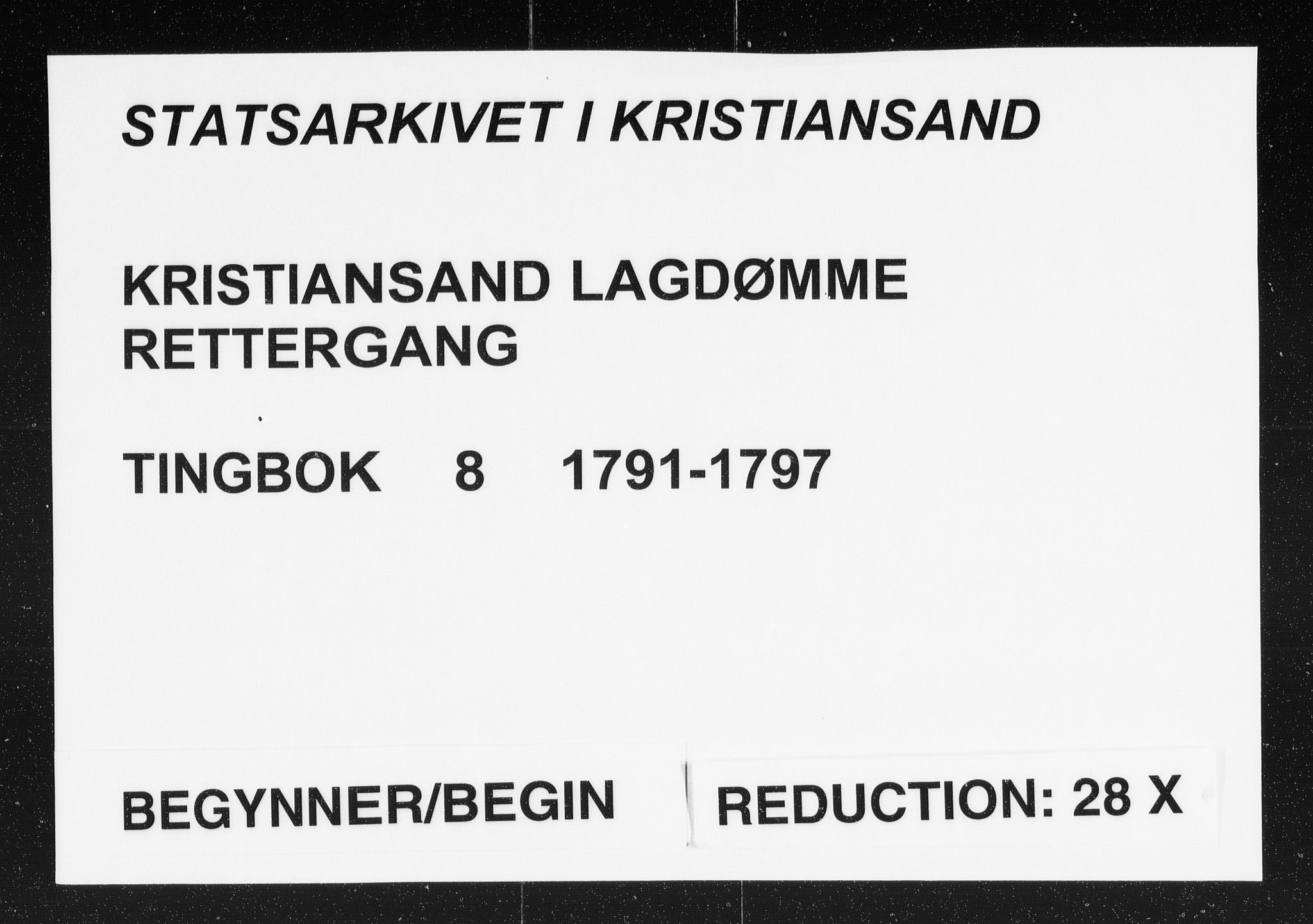 Kristiansand lagdømme, SAK/1232-0001/F/Fb/L0008: Tingbok med register, 1791-1797