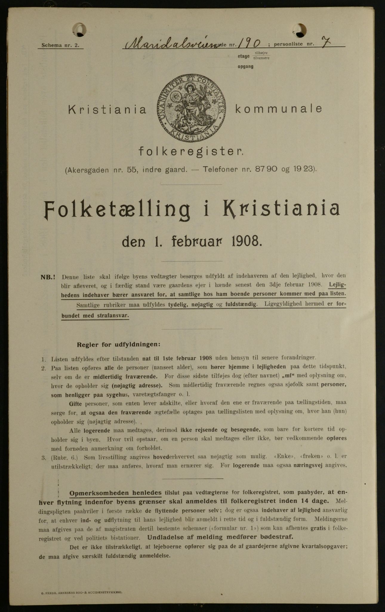 OBA, Kommunal folketelling 1.2.1908 for Kristiania kjøpstad, 1908, s. 56093