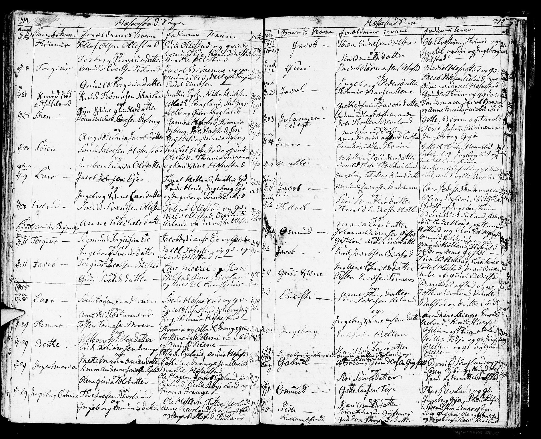 Helleland sokneprestkontor, AV/SAST-A-101810: Ministerialbok nr. A 3 /3, 1791-1817, s. 314-315