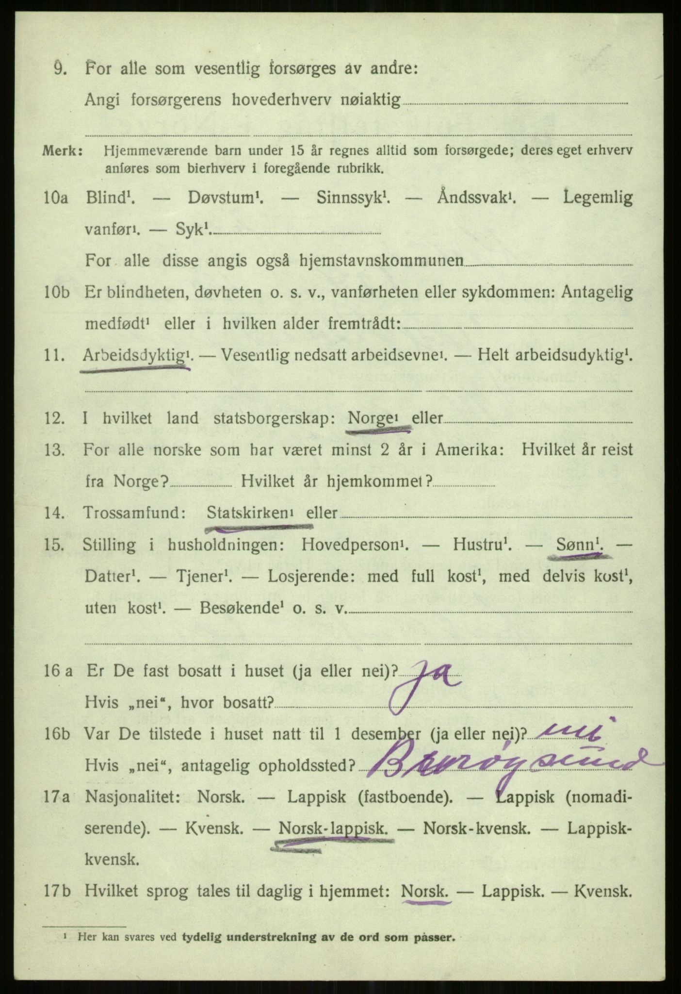 SATØ, Folketelling 1920 for 1936 Karlsøy herred, 1920, s. 5051