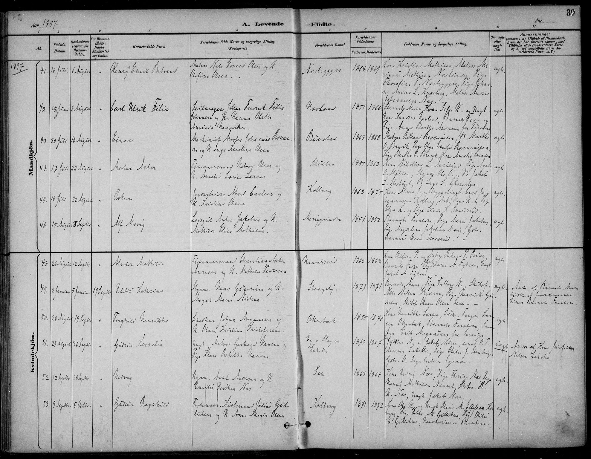 Nøtterøy kirkebøker, AV/SAKO-A-354/F/Fa/L0009: Ministerialbok nr. I 9, 1894-1907, s. 39
