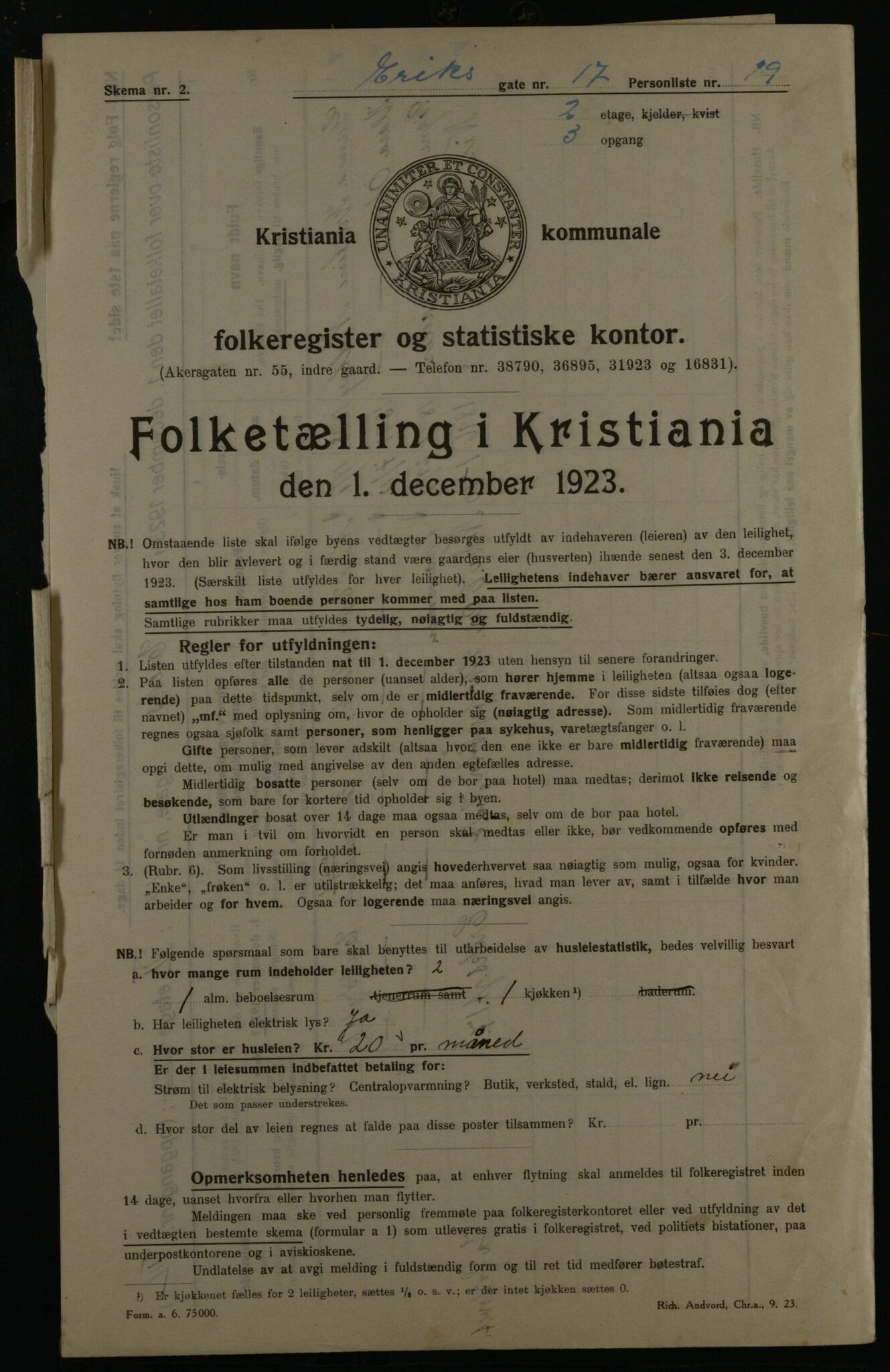 OBA, Kommunal folketelling 1.12.1923 for Kristiania, 1923, s. 22405