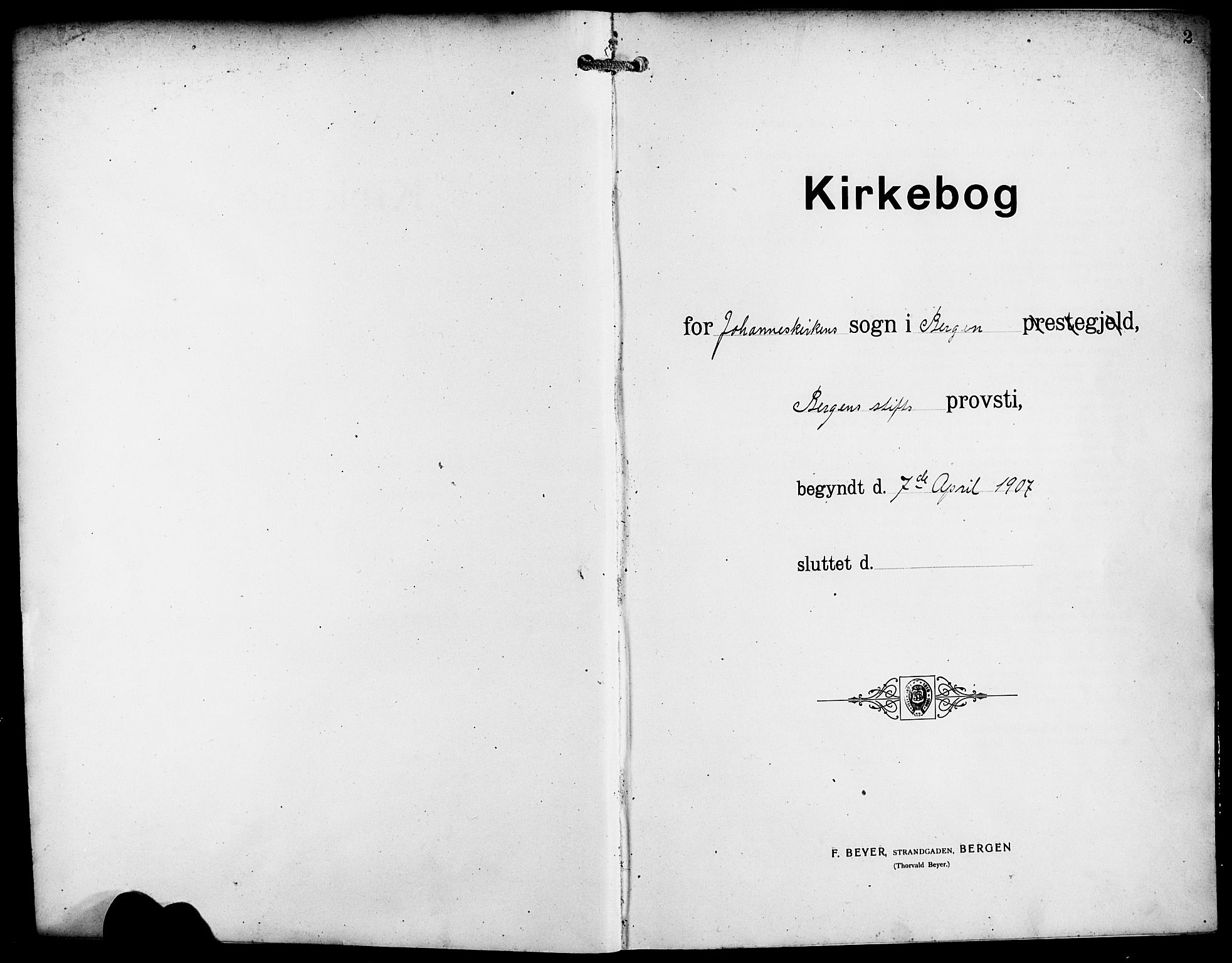Johanneskirken sokneprestembete, SAB/A-76001/H/Hab: Klokkerbok nr. B 2, 1907-1924, s. 2