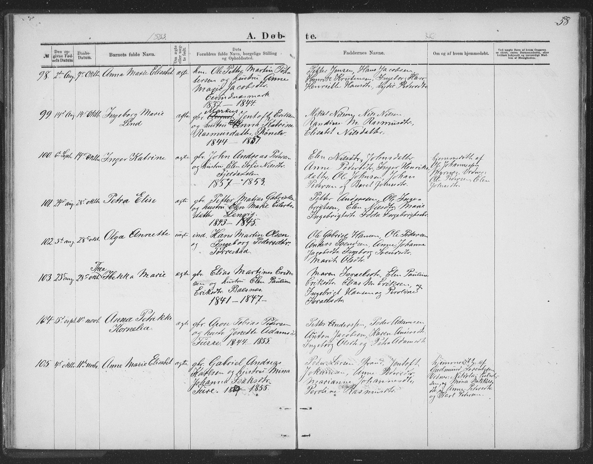 Ministerialprotokoller, klokkerbøker og fødselsregistre - Nordland, AV/SAT-A-1459/863/L0913: Klokkerbok nr. 863C03, 1877-1885, s. 58