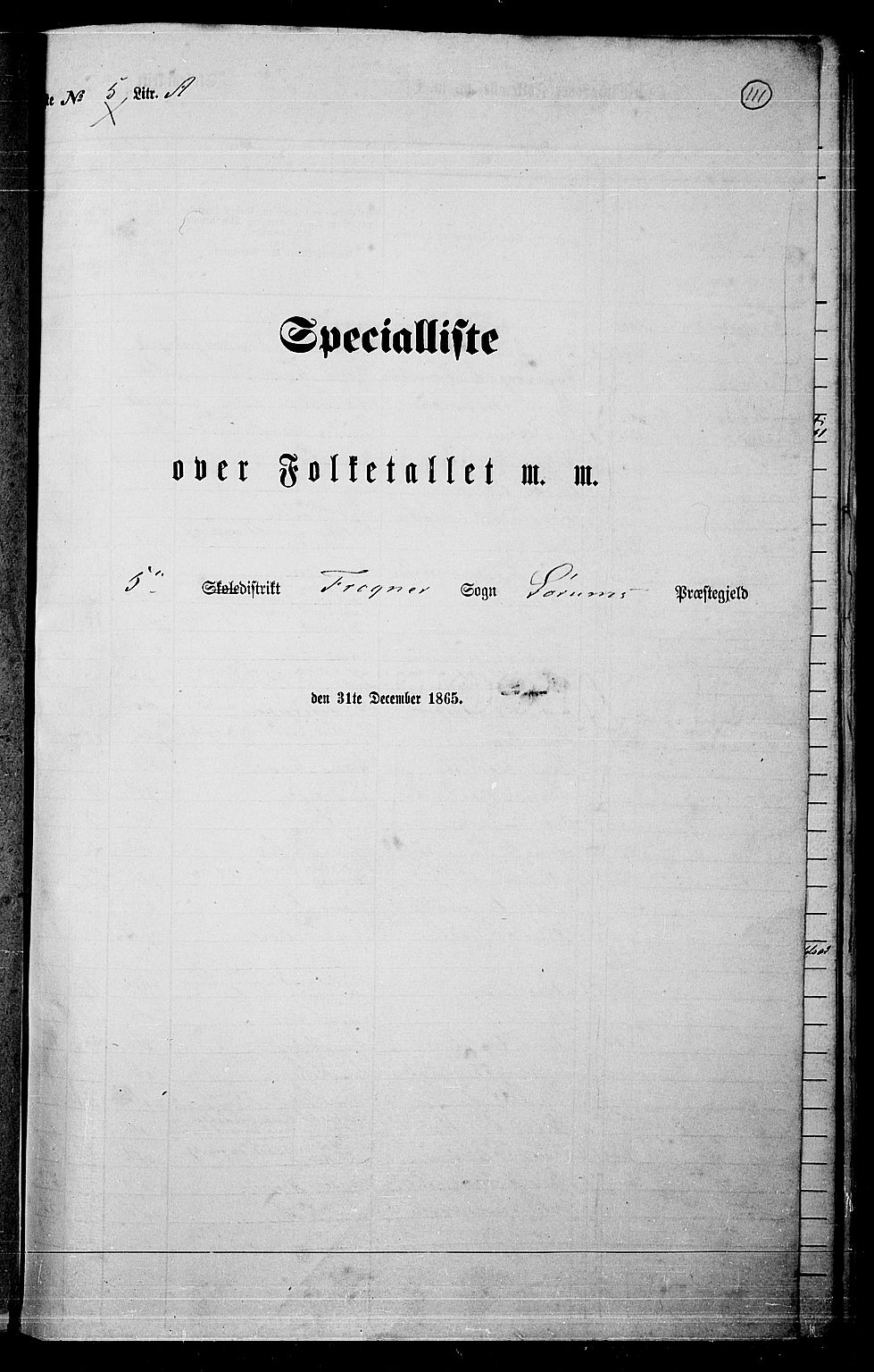 RA, Folketelling 1865 for 0226P Sørum prestegjeld, 1865, s. 99