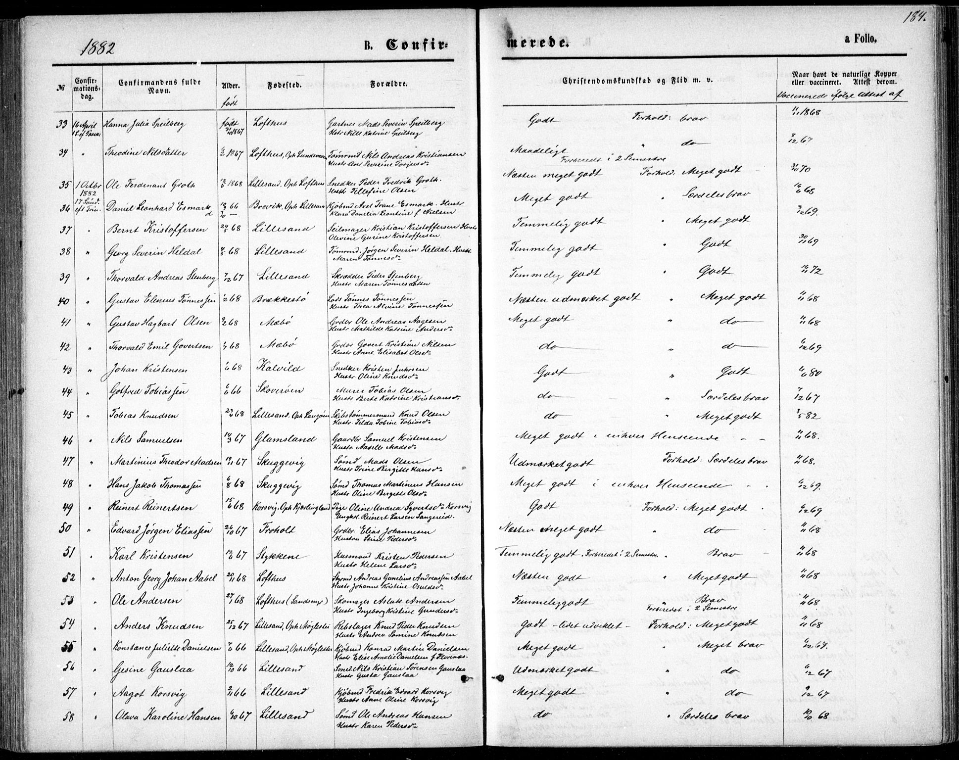 Vestre Moland sokneprestkontor, AV/SAK-1111-0046/F/Fb/Fbb/L0005: Klokkerbok nr. B 5, 1872-1883, s. 184