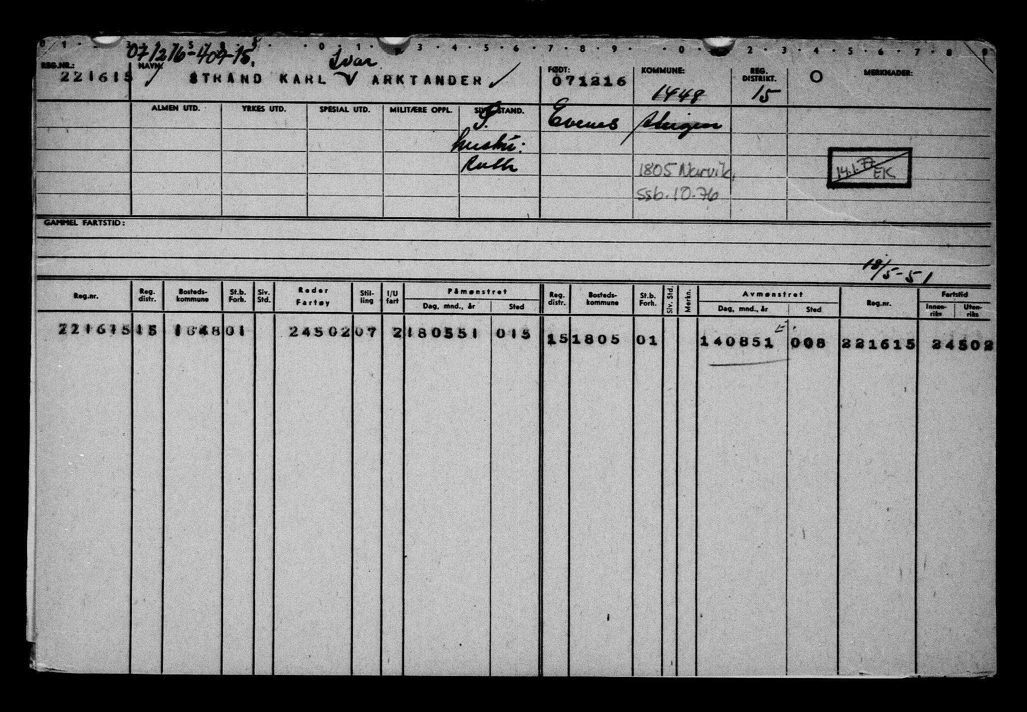 Direktoratet for sjømenn, AV/RA-S-3545/G/Gb/L0144: Hovedkort, 1916, s. 365
