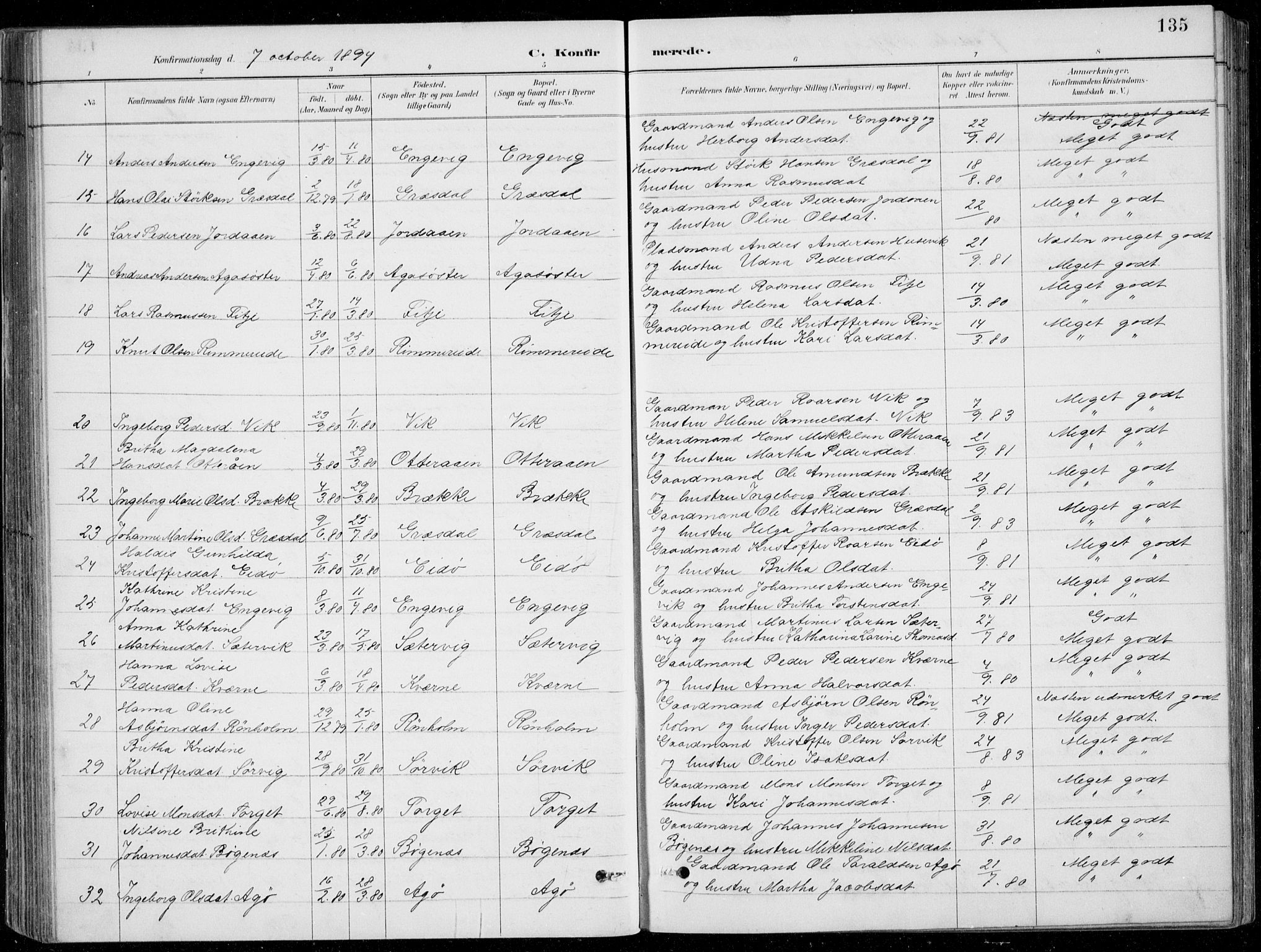 Fitjar sokneprestembete, AV/SAB-A-99926: Klokkerbok nr. A 2, 1887-1906, s. 135